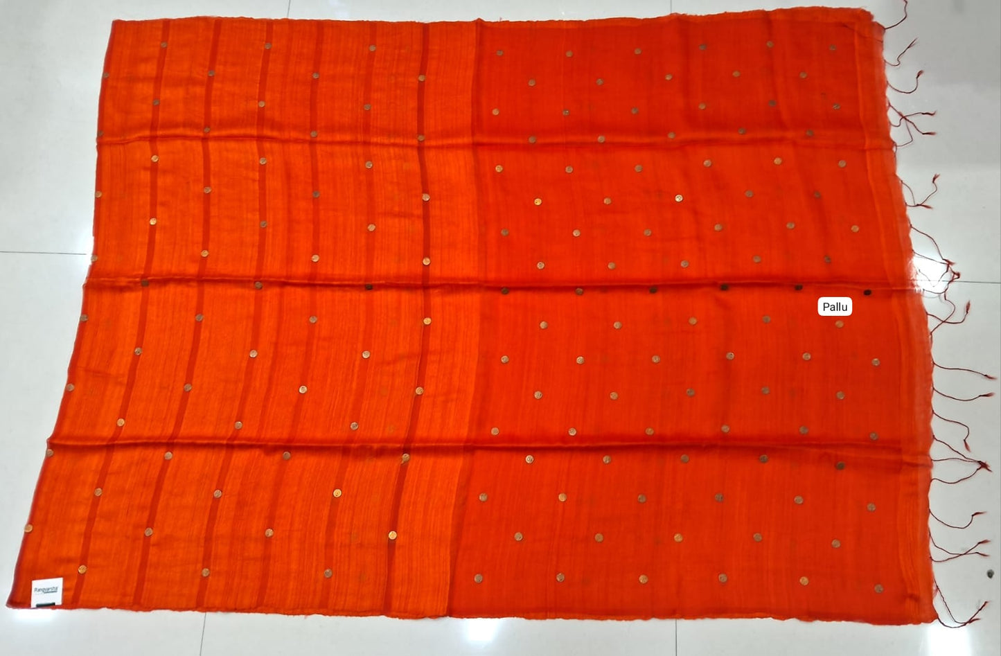 Orange Pure Matka Silk Saree pallu