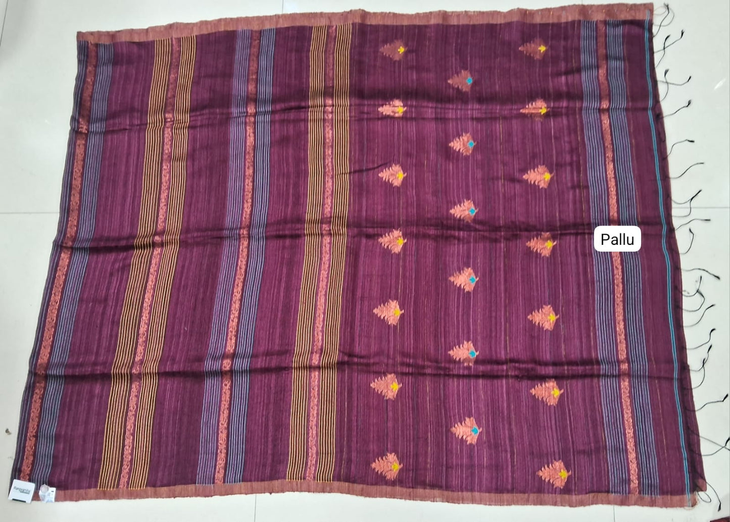Onion Pink Pure Matka Silk Saree pallu