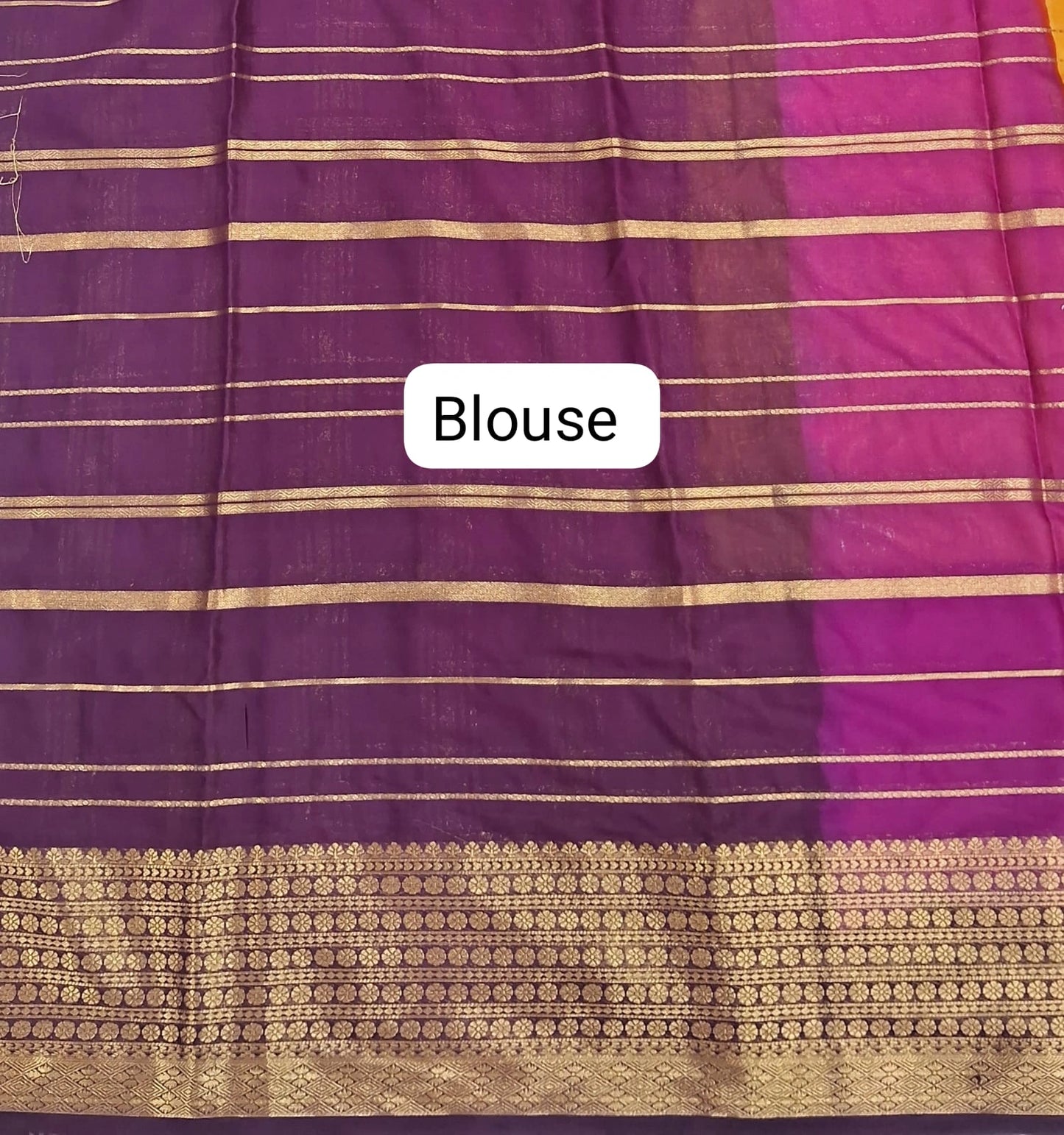 Mango Yellow Mysore Crepe Silk Saree blouse