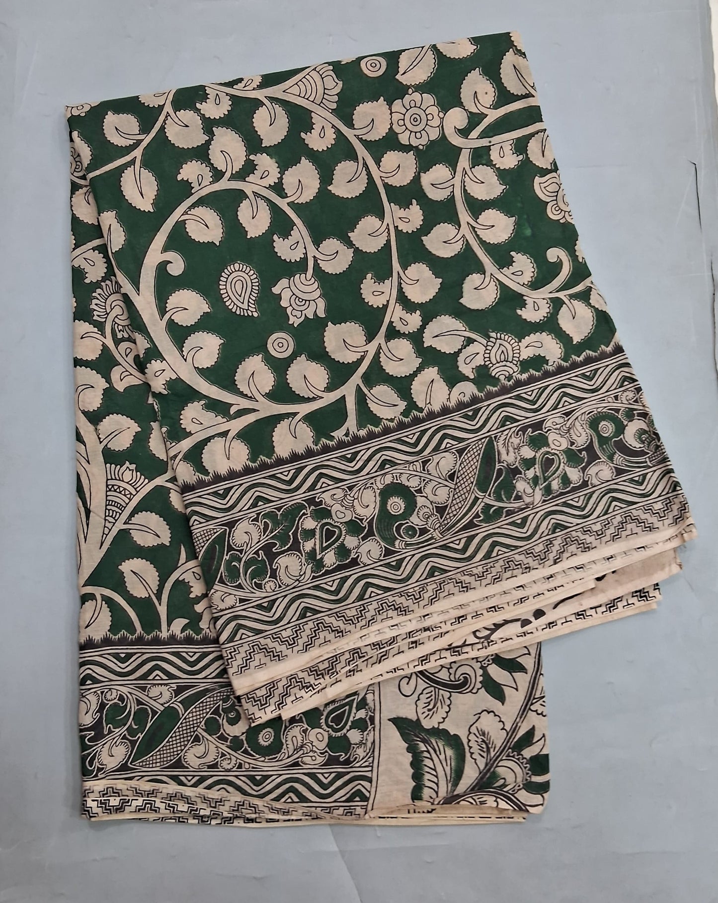 Olive Green Cotton Saree