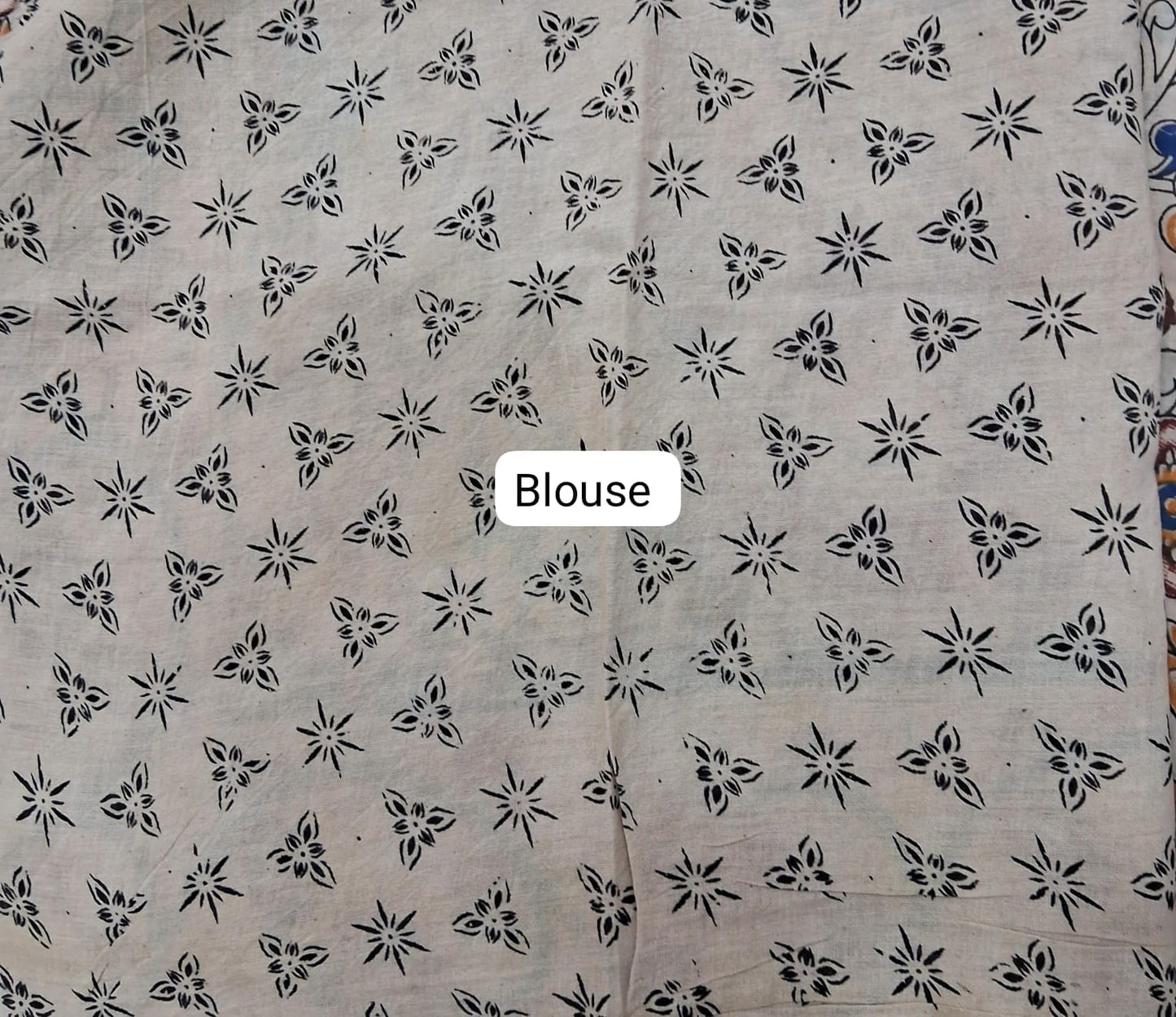 Cream kalamkari Cotton Saree blouse