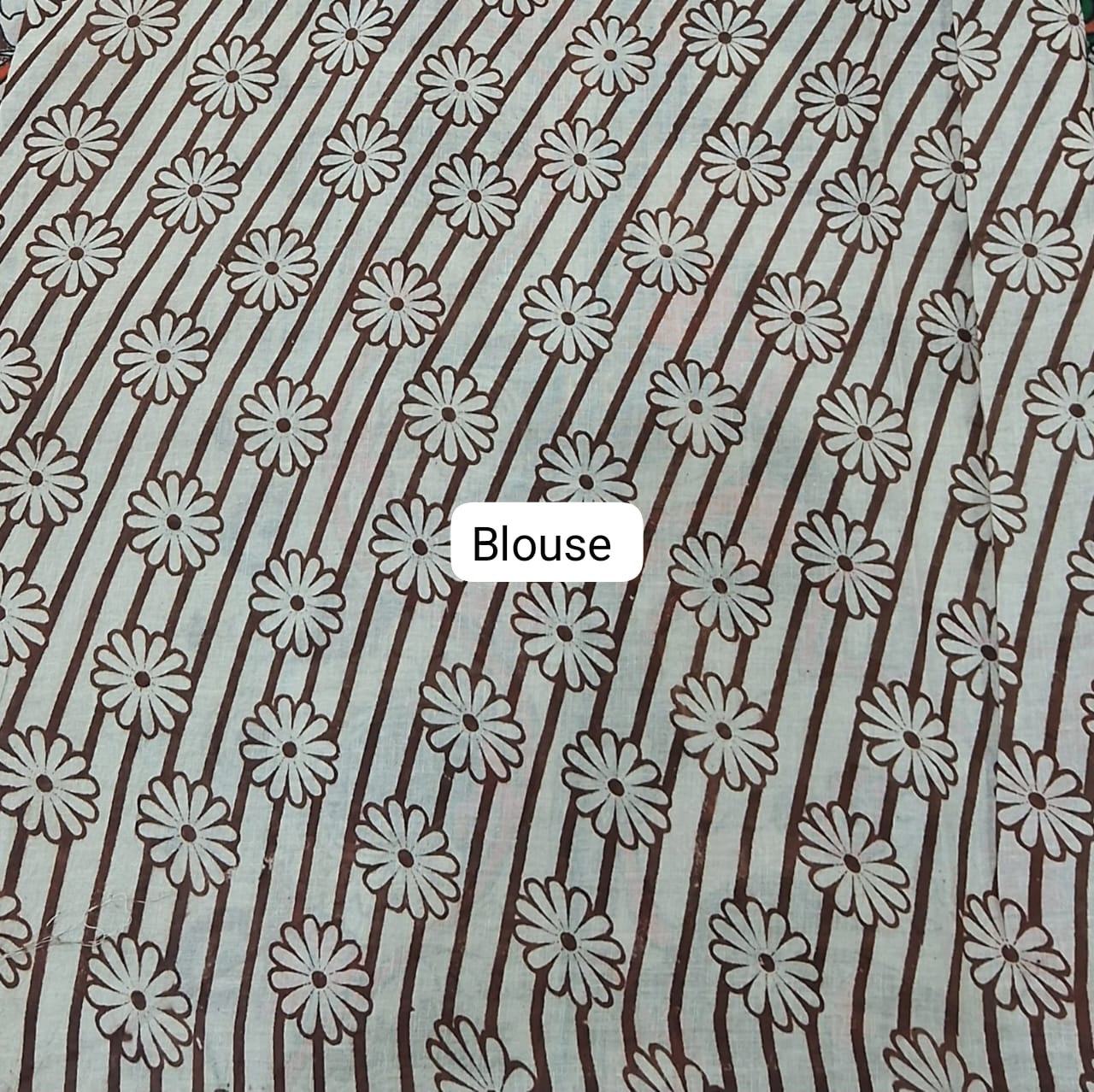 Dark Orange Kalamkari Cotton Saree blouse