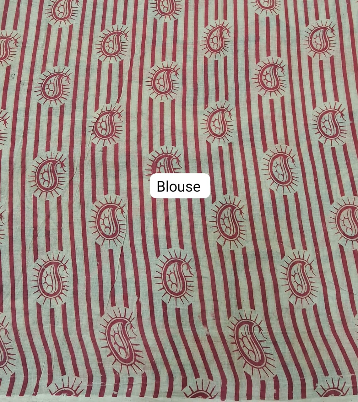 Teal Blue Kalamkari Cotton Saree blouse