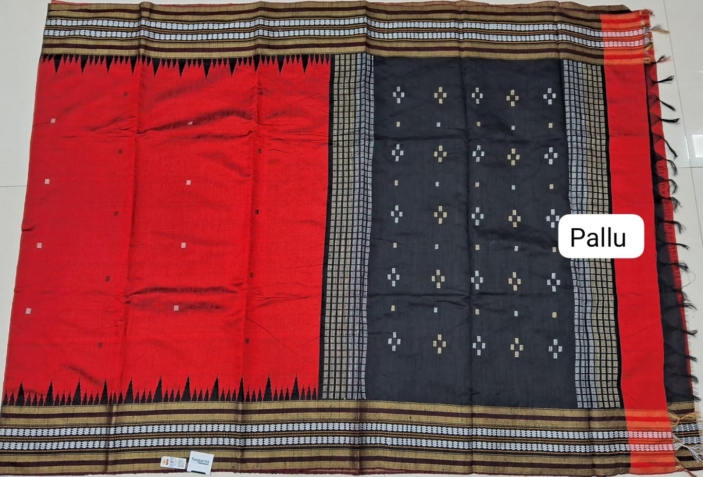 Candy Red Khadhi Pure Pattu Saree pallu