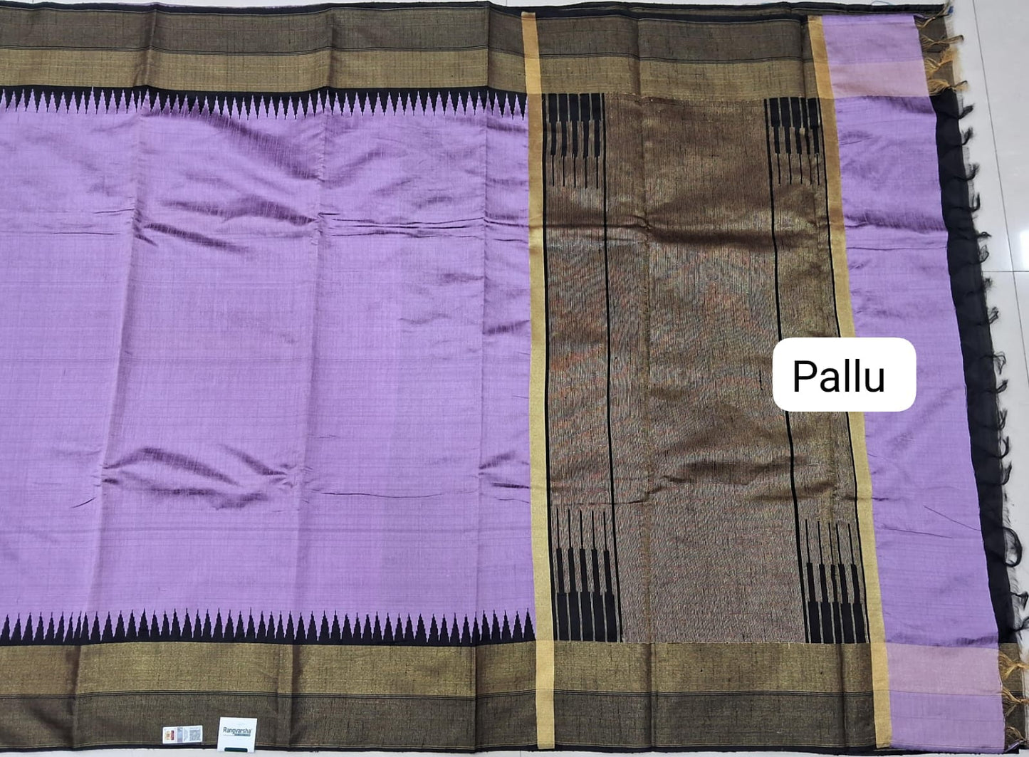 Lavender Plain Khadhi Pure Pattu Saree pallu