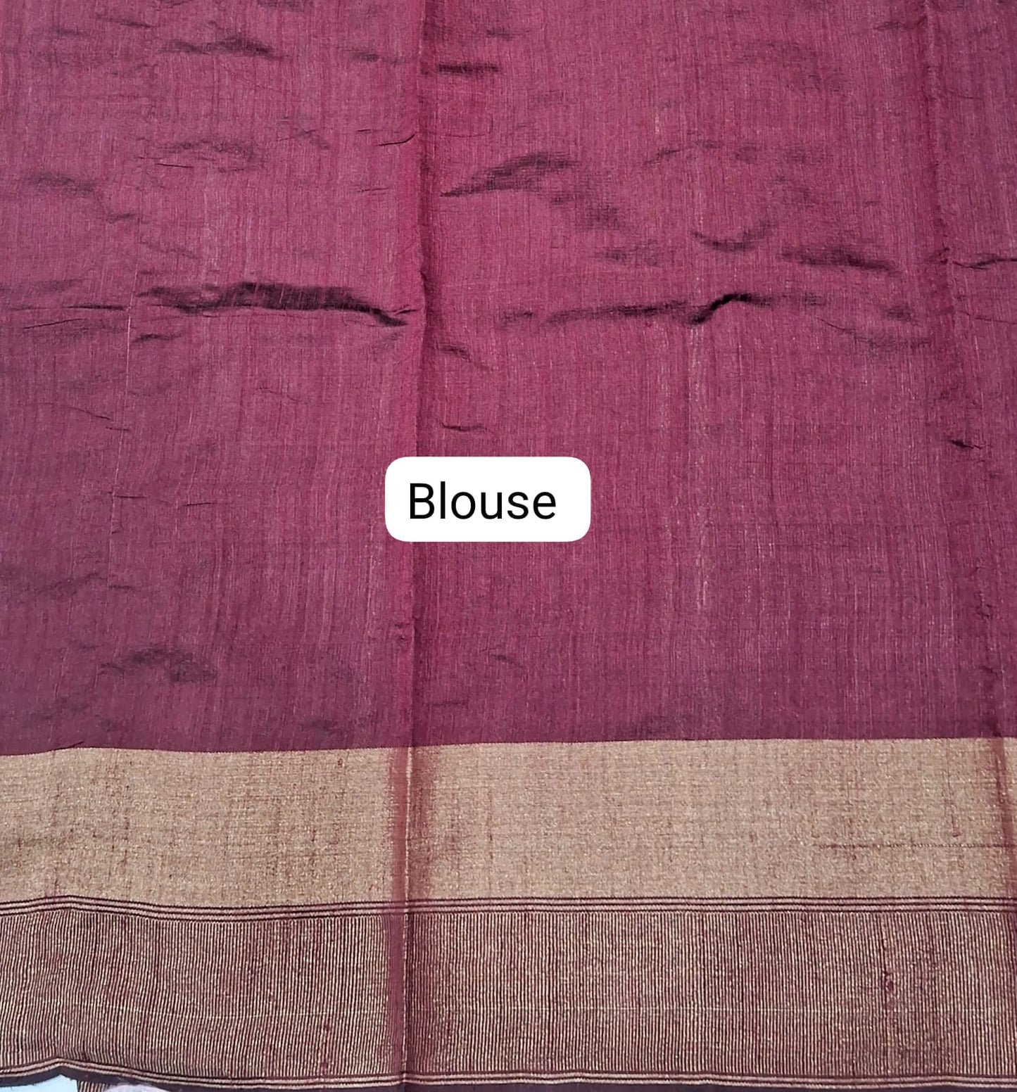 Beige Plain Khadhi Pure Pattu Saree blouse