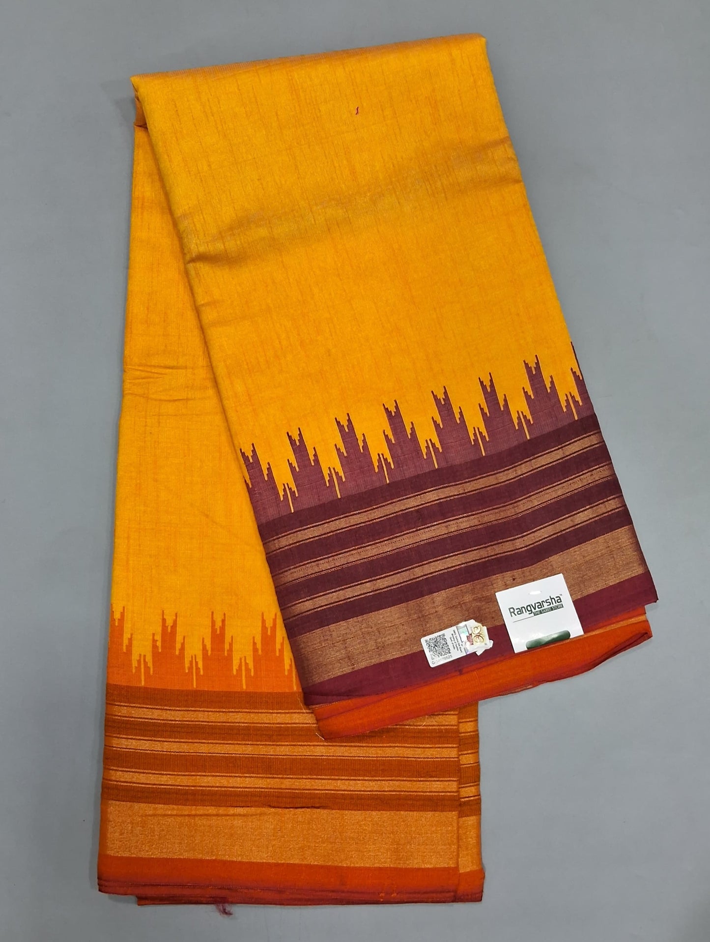 Mango Yellow Plain Khadhi Pure Pattu Saree