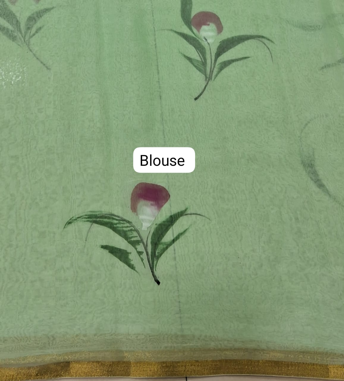 Bright Green Chiffon Saree Blouse