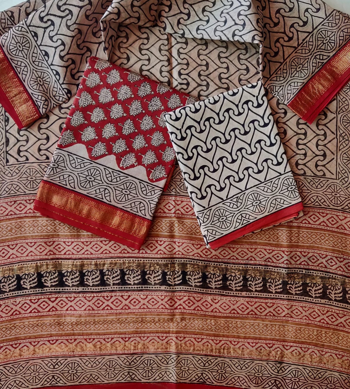 Maroon with Cream flower printed maheshwari top