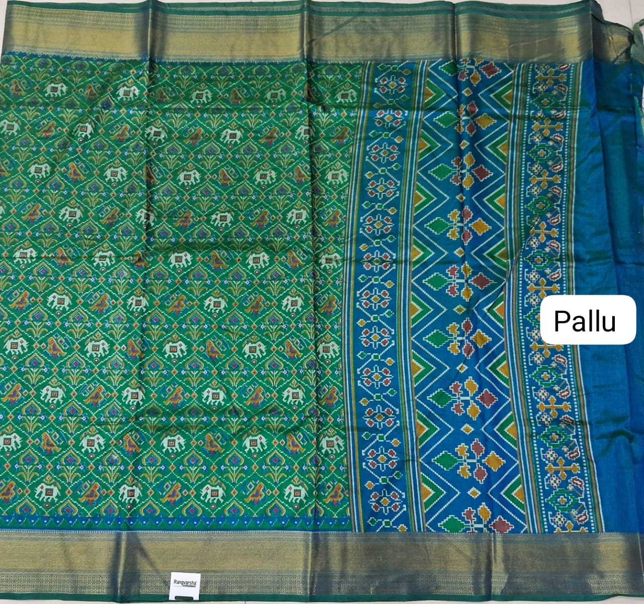 Green Semi Silk Saree pallu