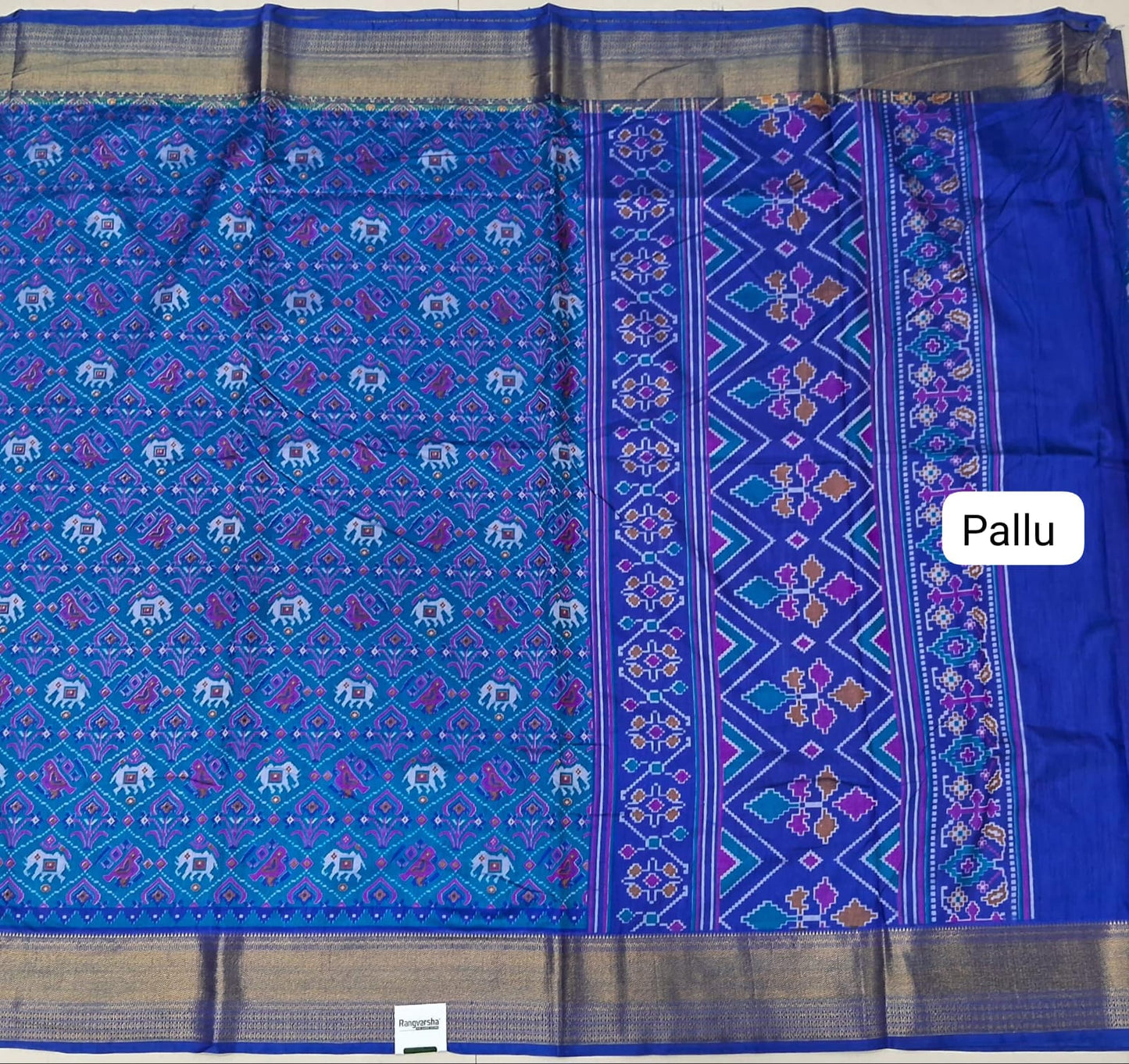 Royal Blue Semi Silk Saree pallu