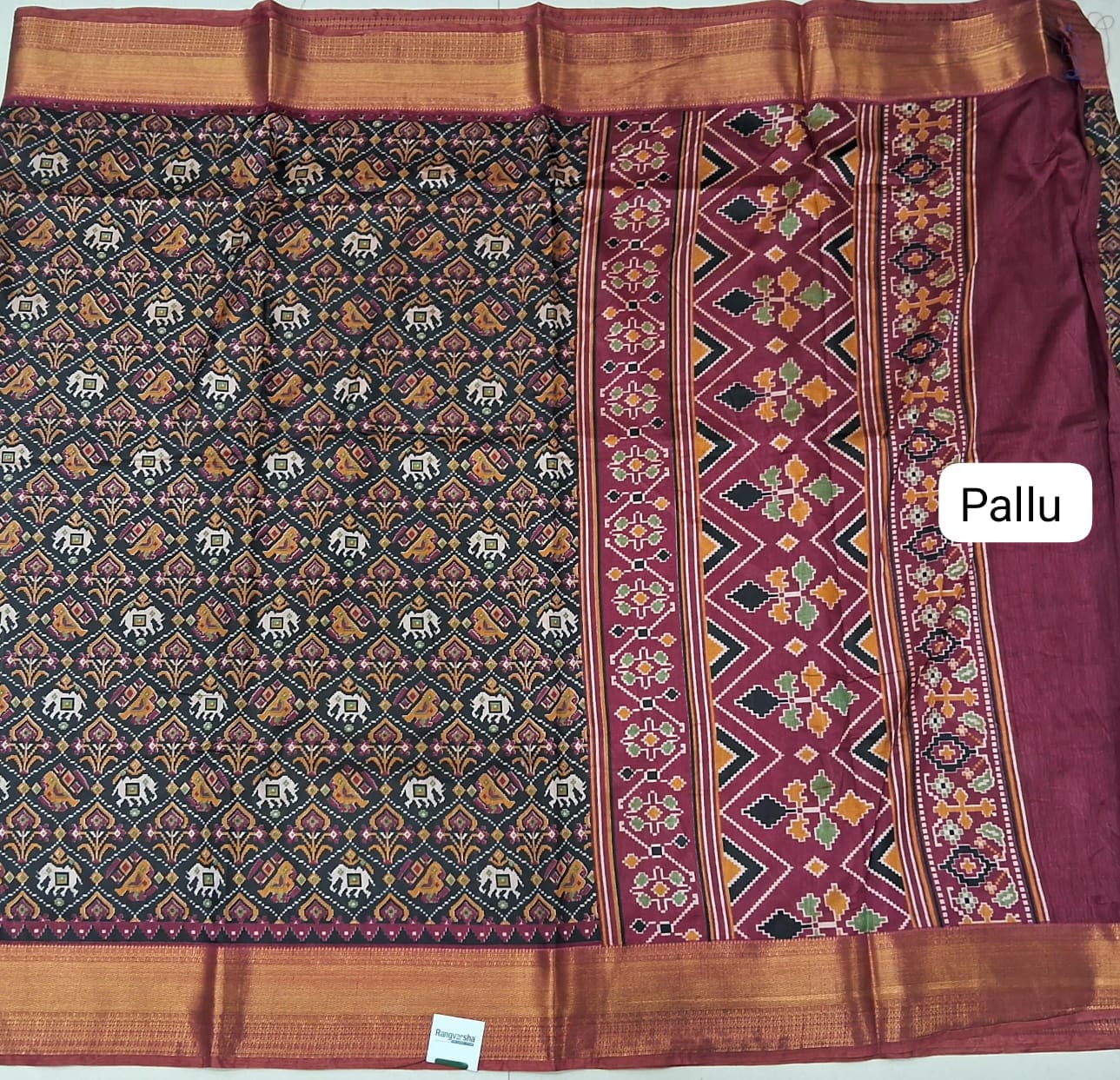 Black Semi Silk Saree pallu