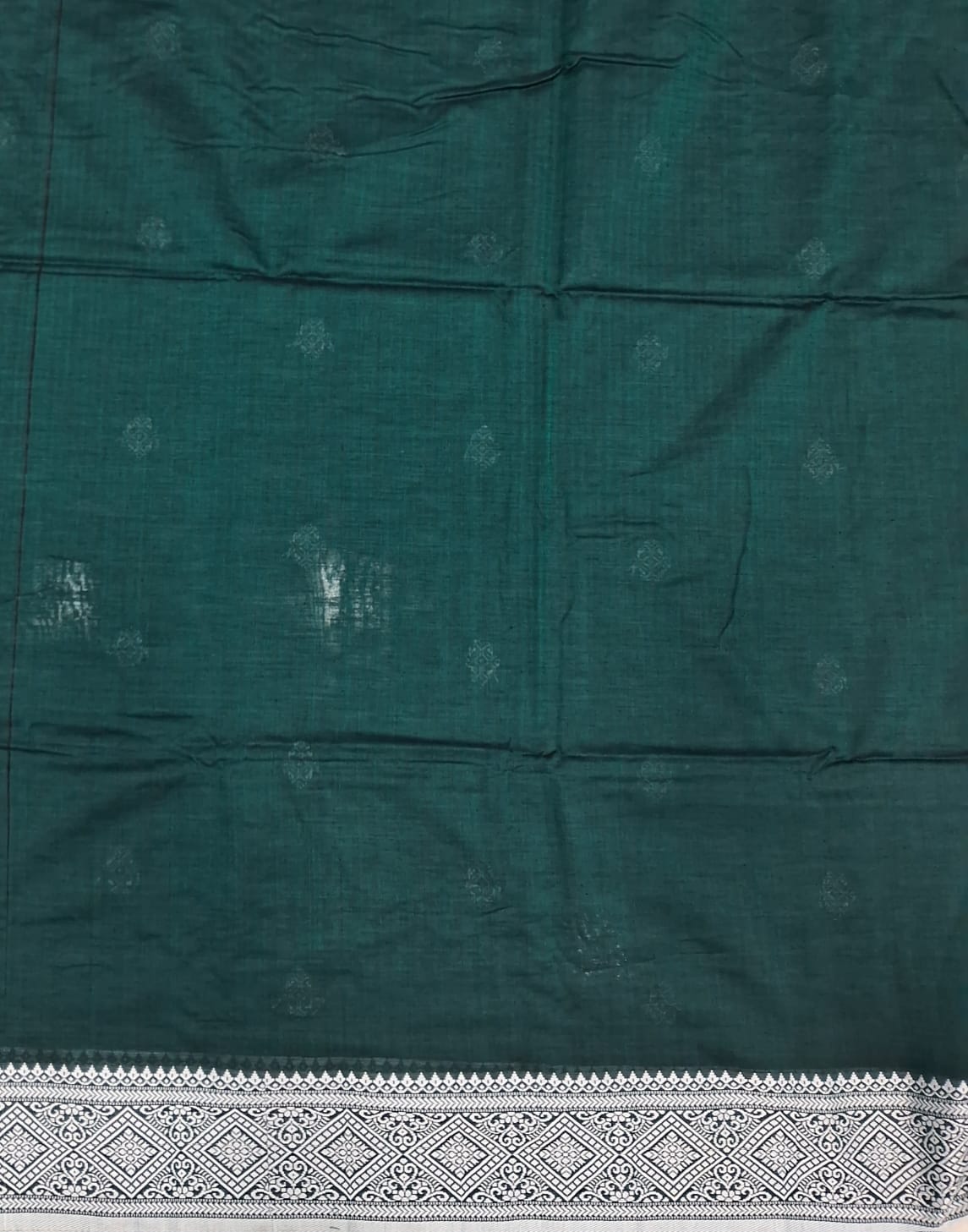 Bottle Green Khadhi Silk Saree Blouse