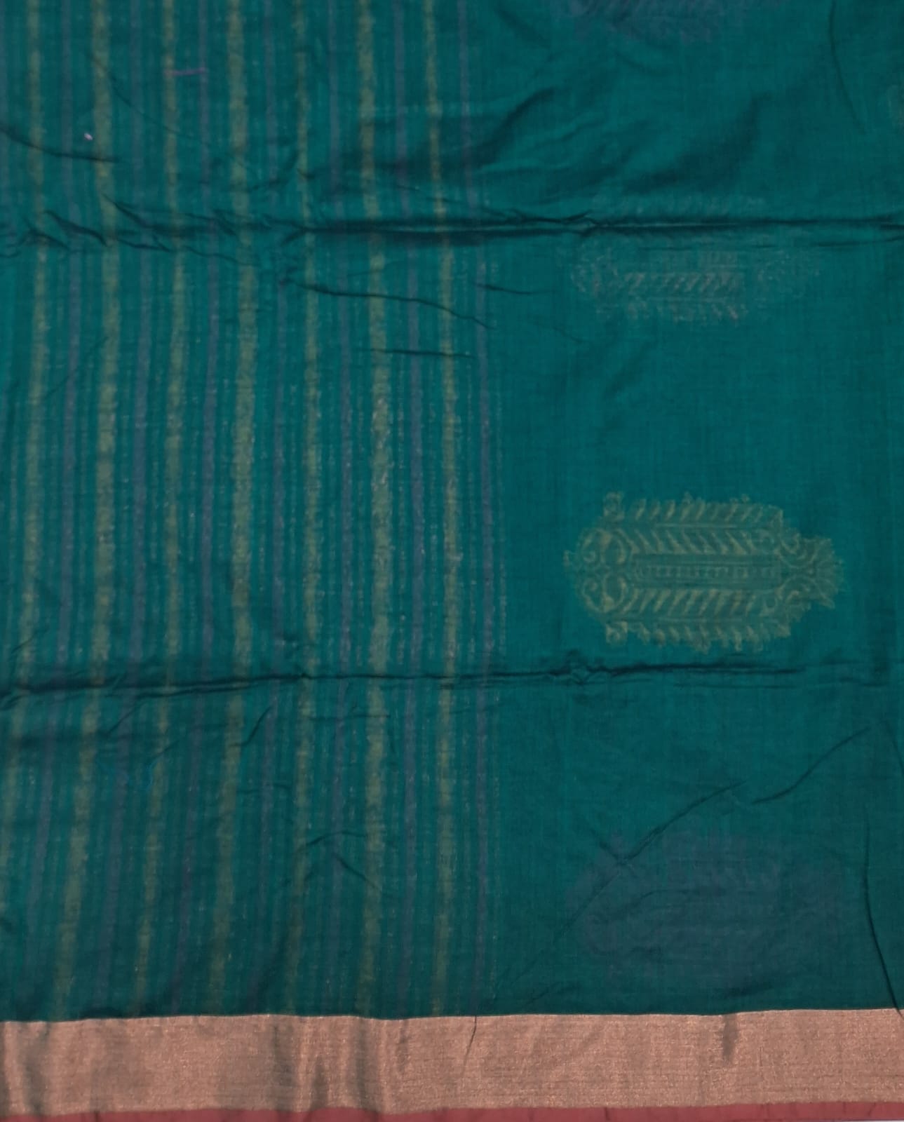 Bottle Green Khadhi Silk Saree Blouse