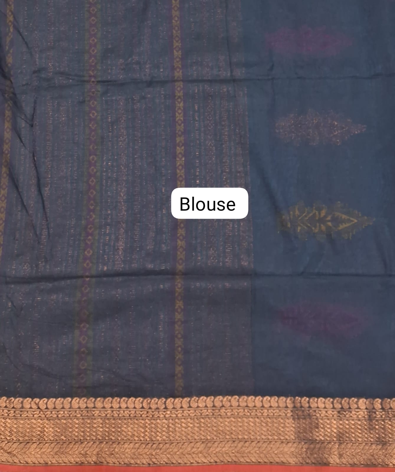 Royal Blue Khadhi Silk Saree Blouse