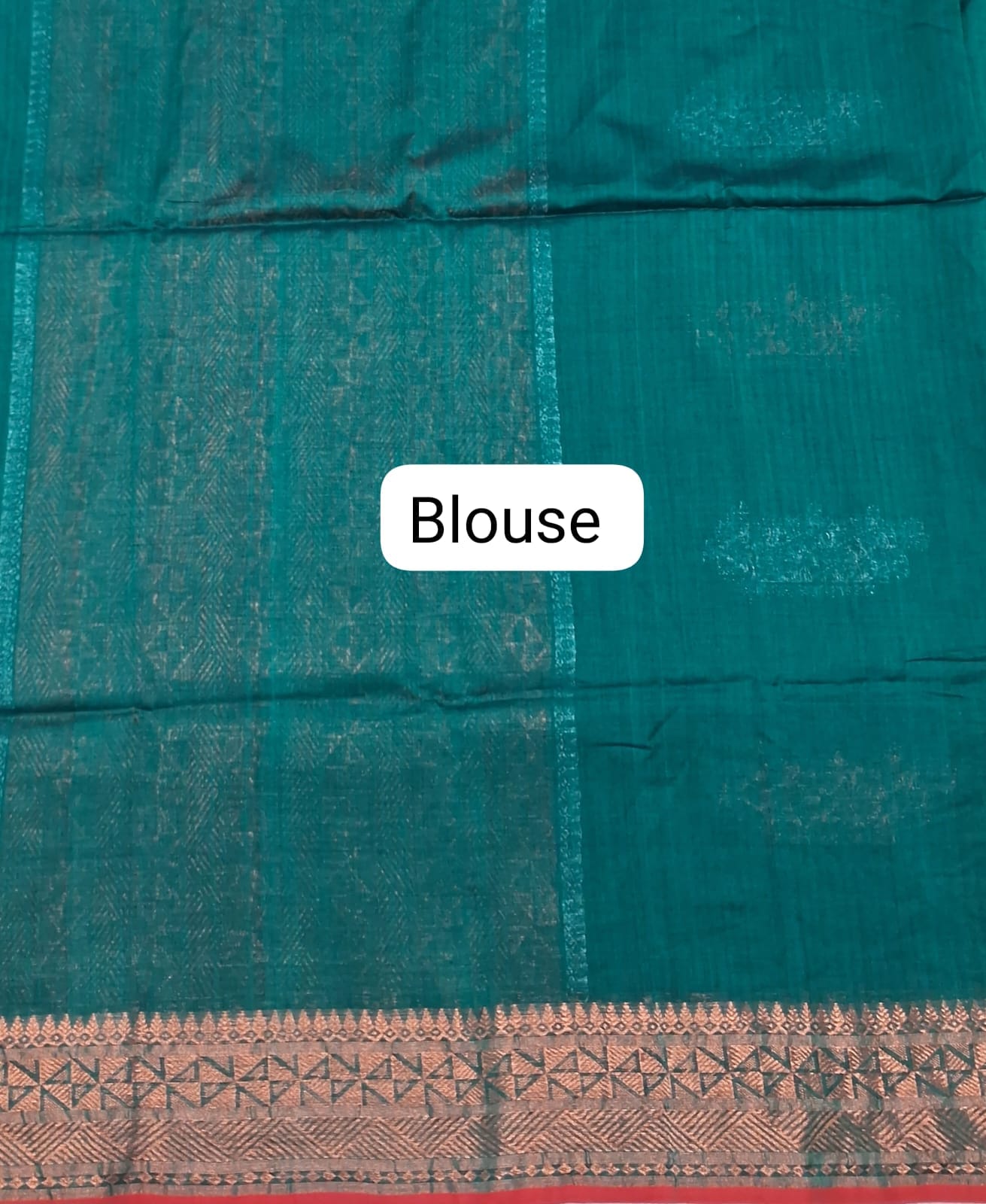 Bottle Green Khadhi Silk Saree Blouse