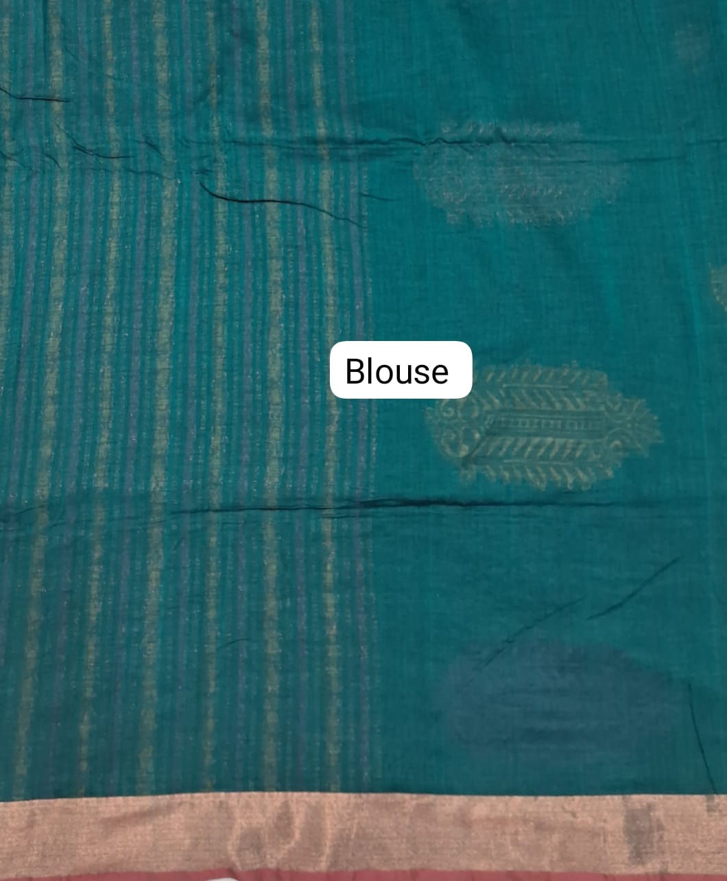 Bottle Green Khadhi Silk Saree Blouse