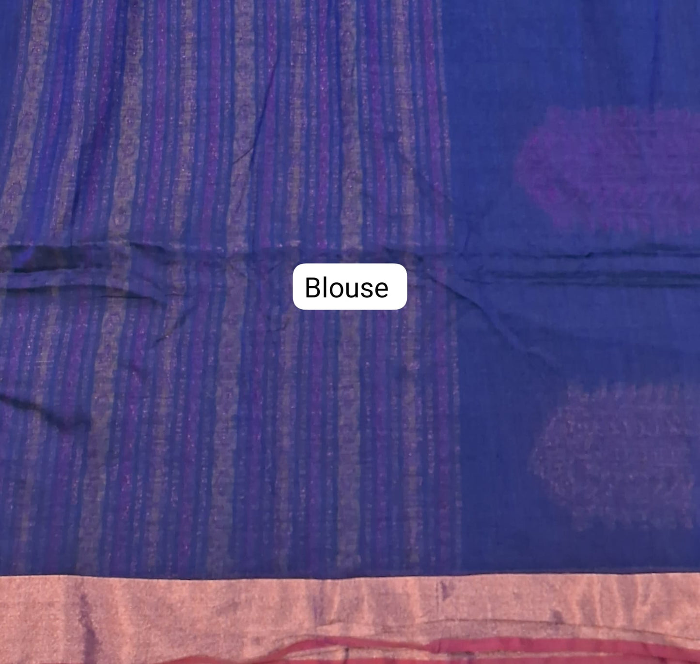 Navy Blue Khadhi Silk Saree Blouse