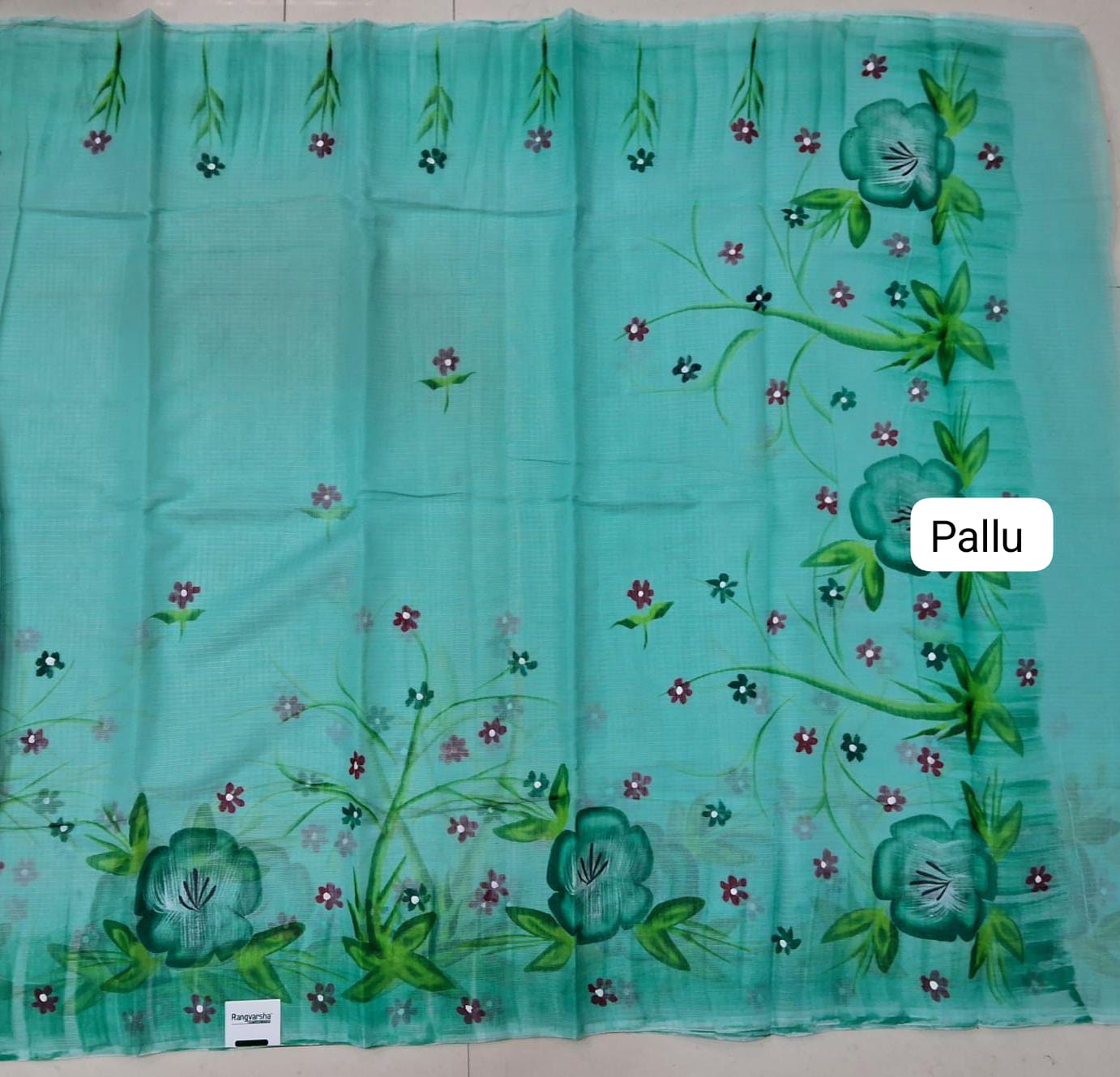 Sea Blue Kota Saree Pallu