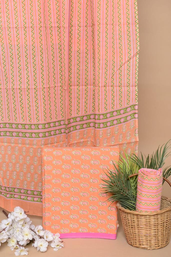 Orange and pink mango printed mulmul cotton top