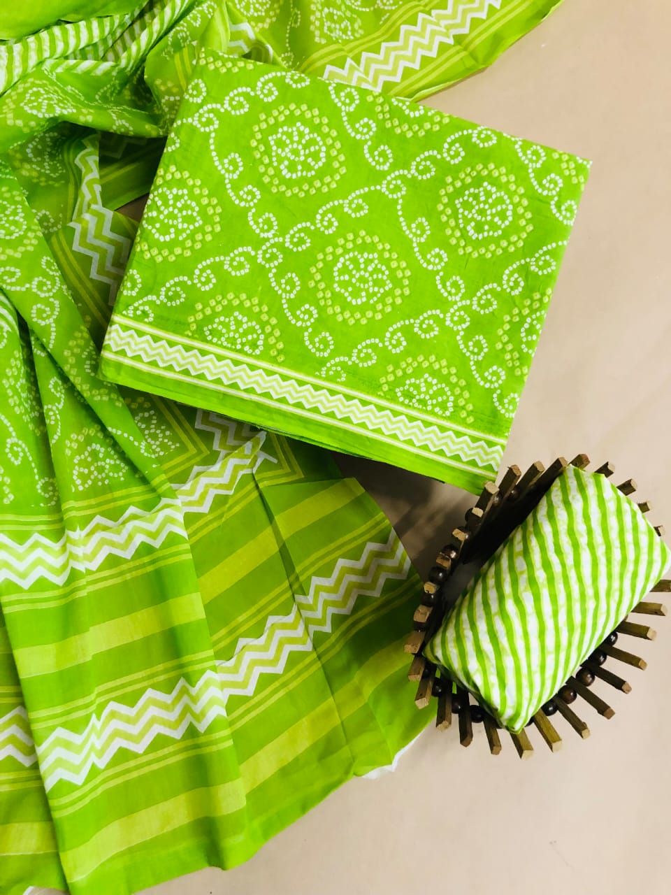 Parrot Green with White floral printed cotton top