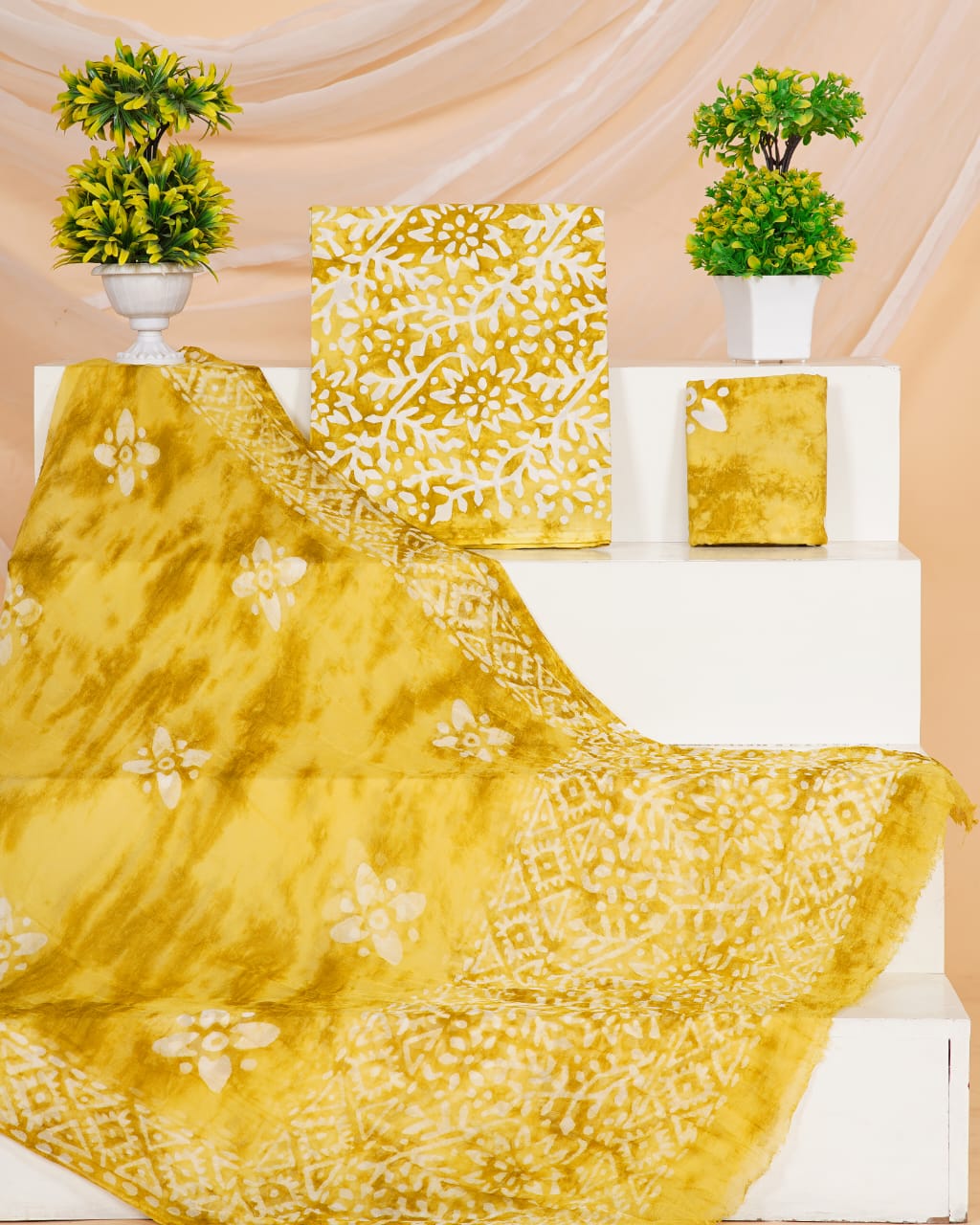 Olive Green with White flower printed cotton top