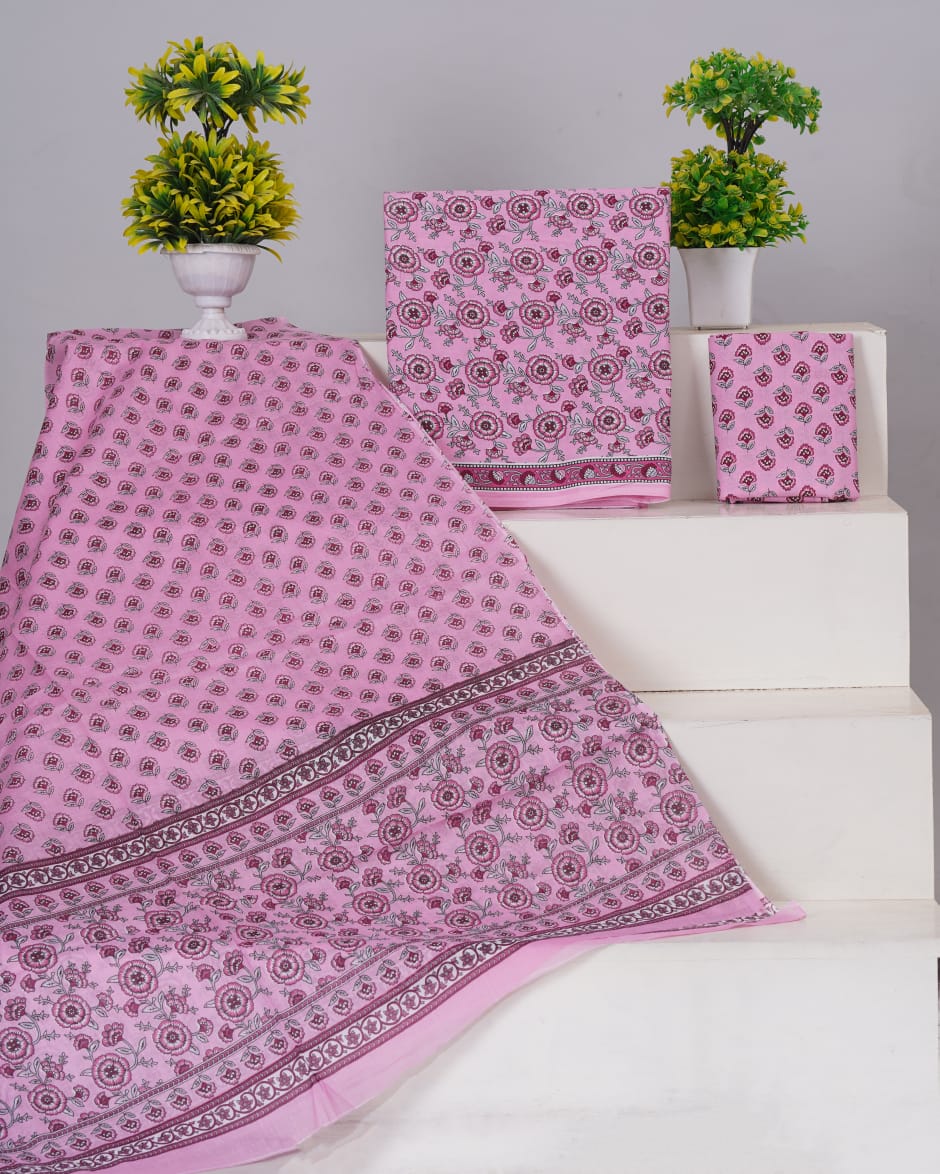 Rose Pink cotton dress material