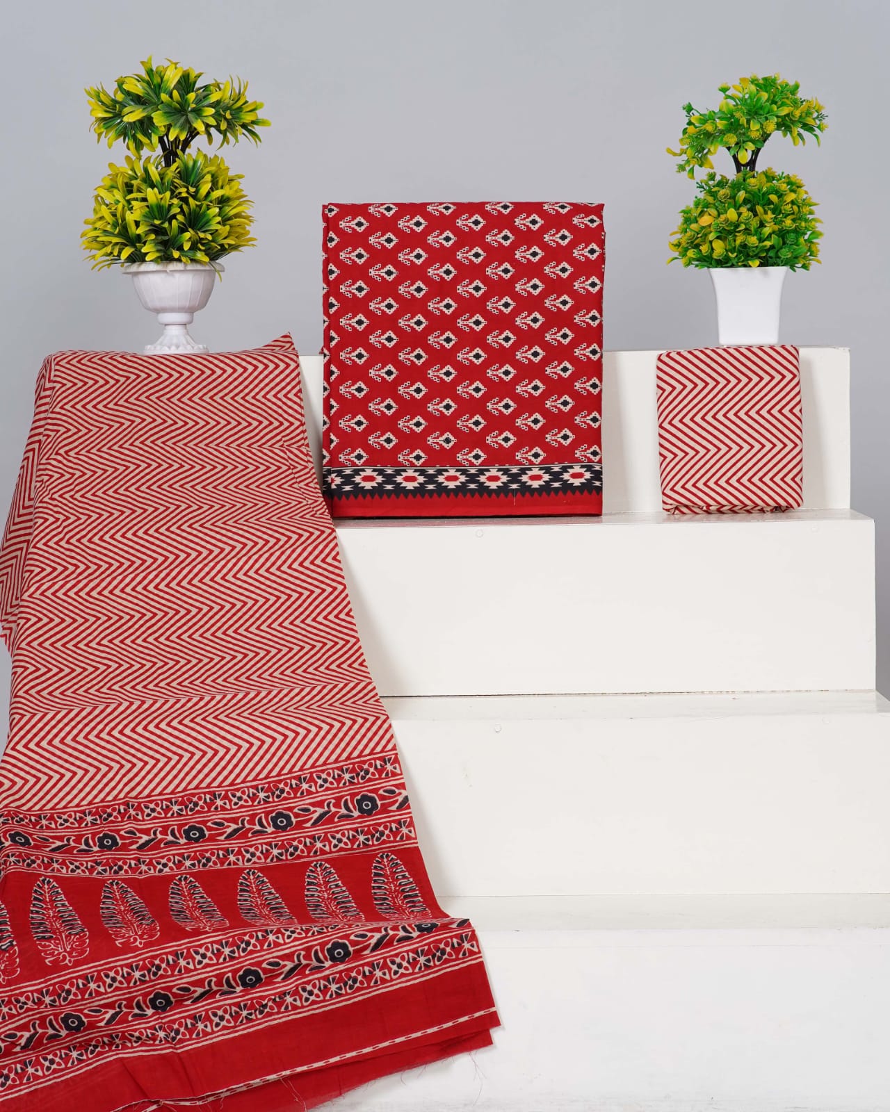 Tomato Red dress material