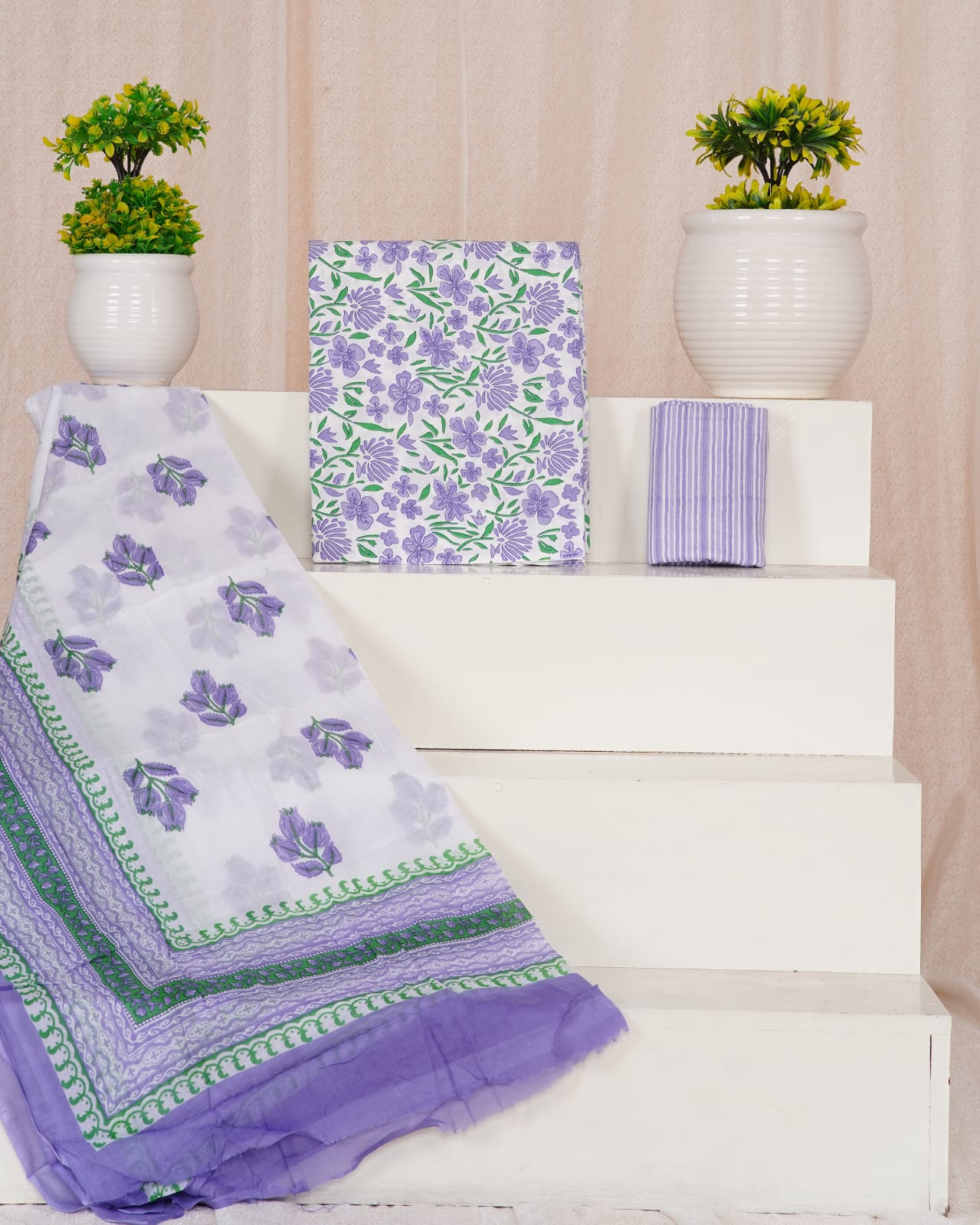 White cotton dress material