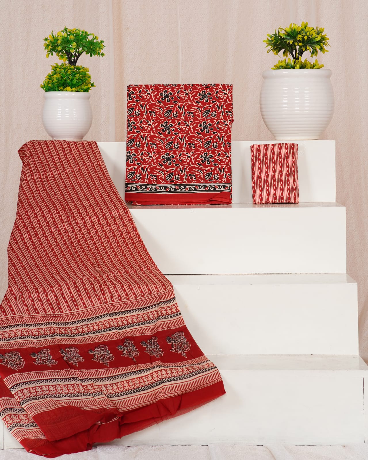 Tomato Red cotton dress material