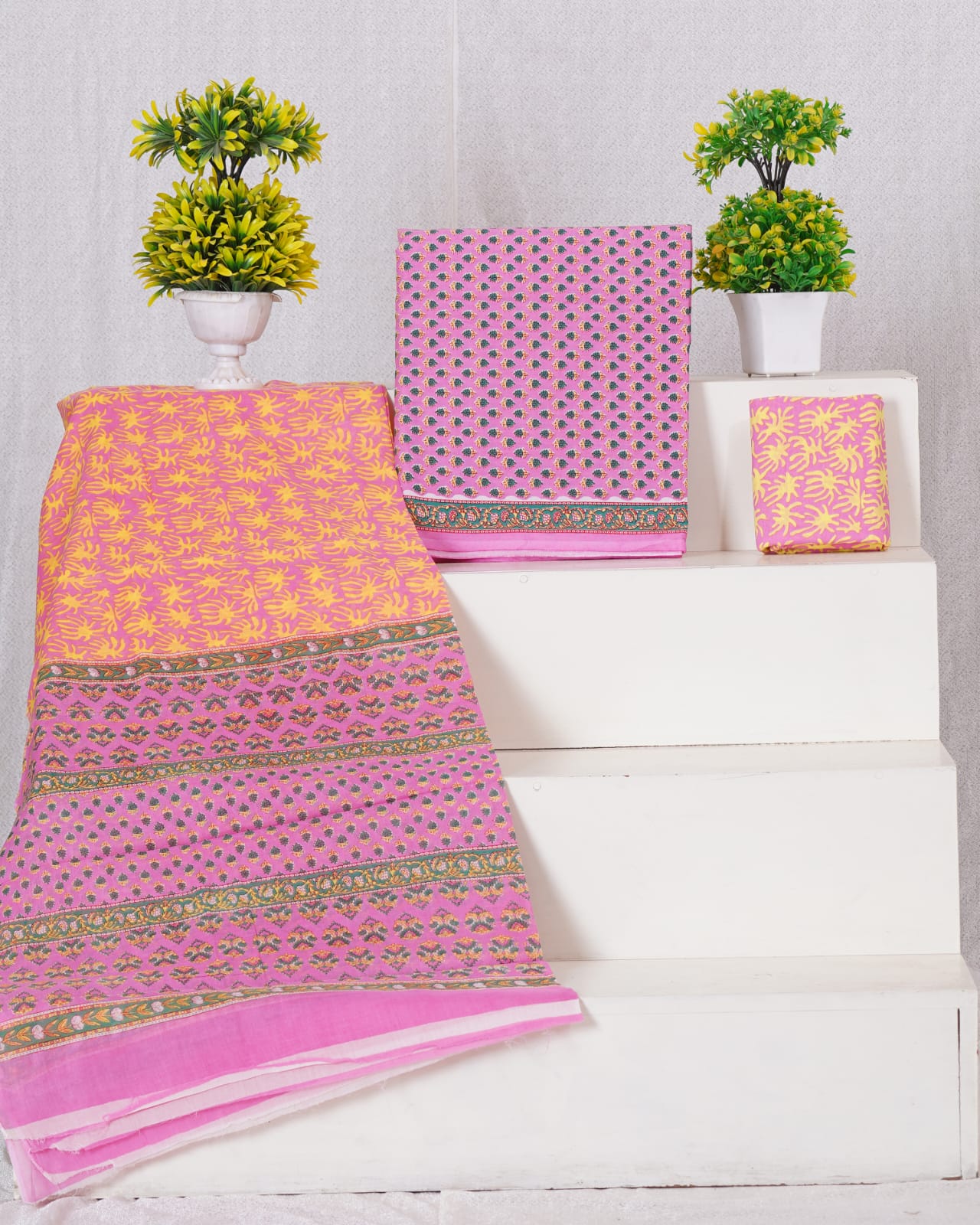 Pink cotton dress material