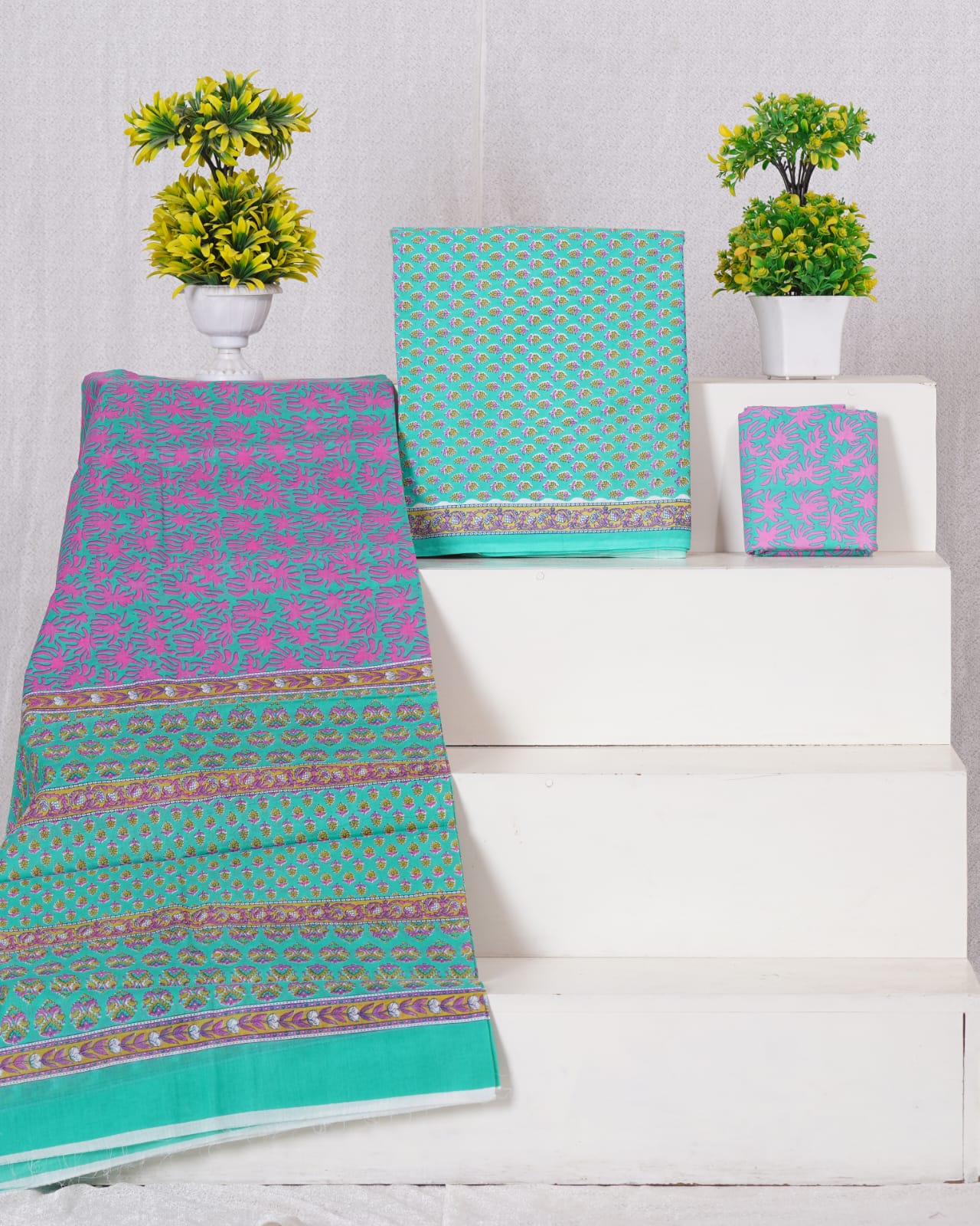 Rama Green cotton dress material