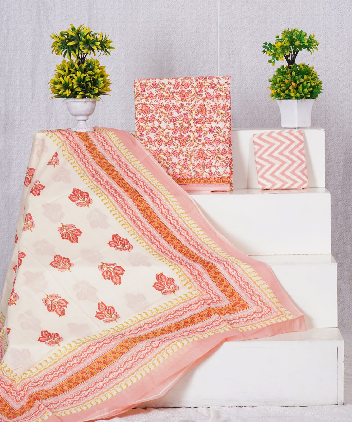 White cotton dress material