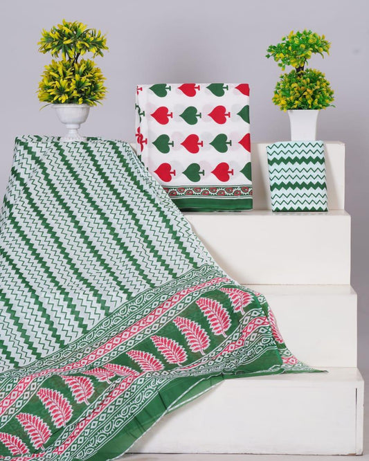 White with Red and Green spade printed cotton top