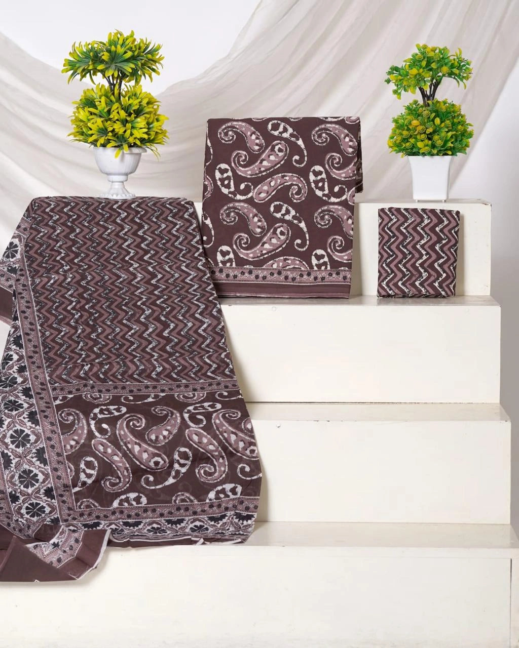 Walnut Brown Cotton dress material