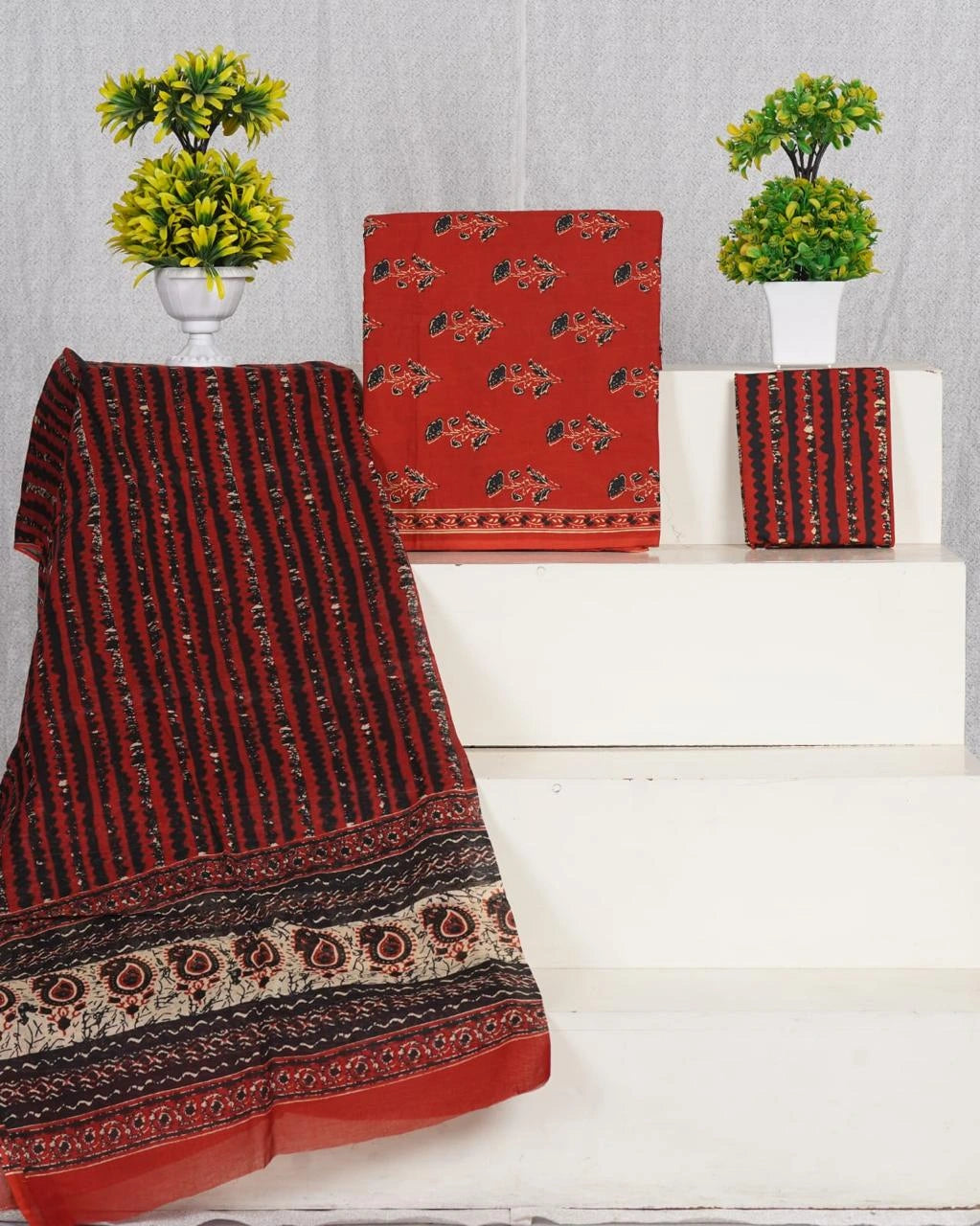 Red cotton dress material
