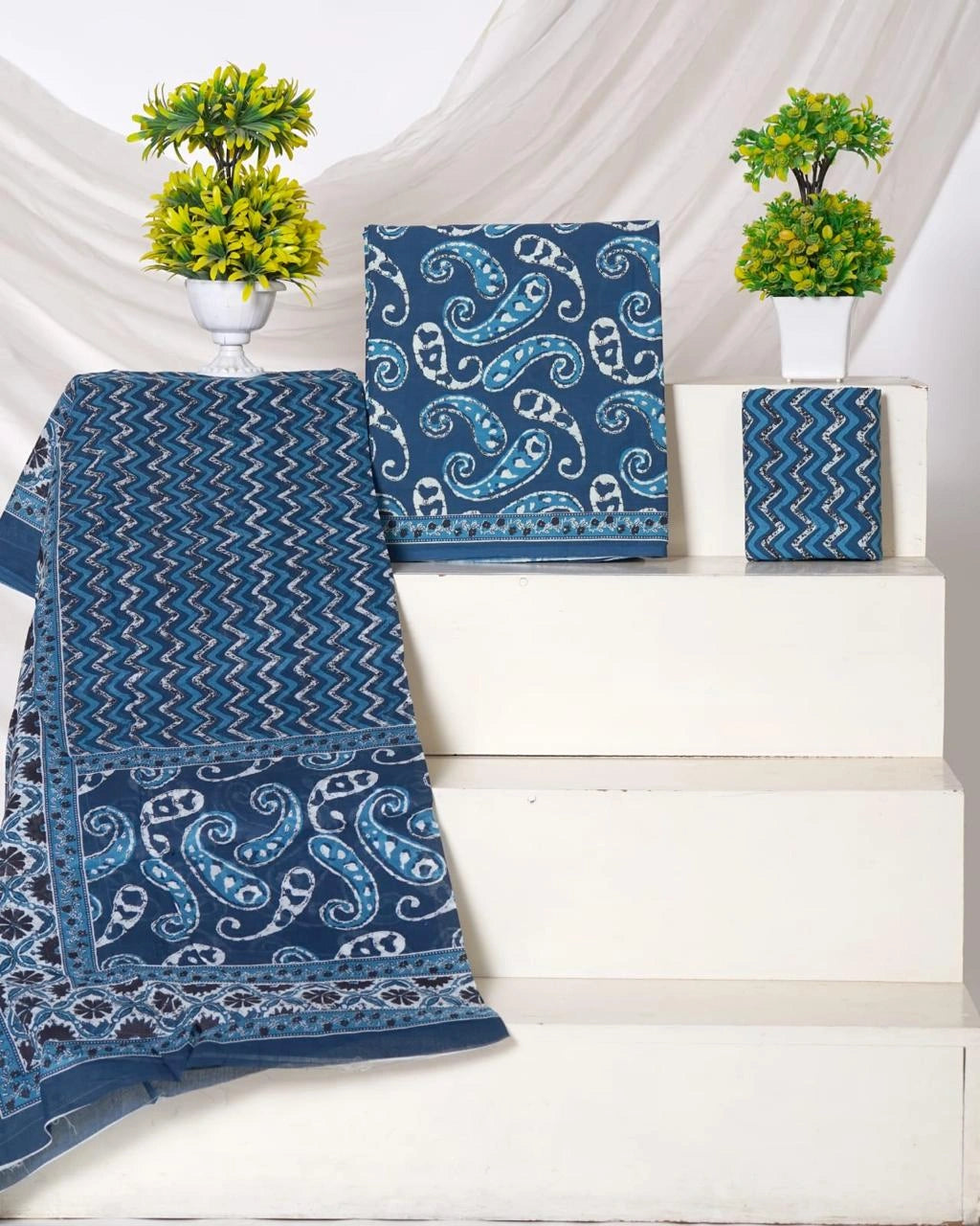 Navy blue cotton dress material