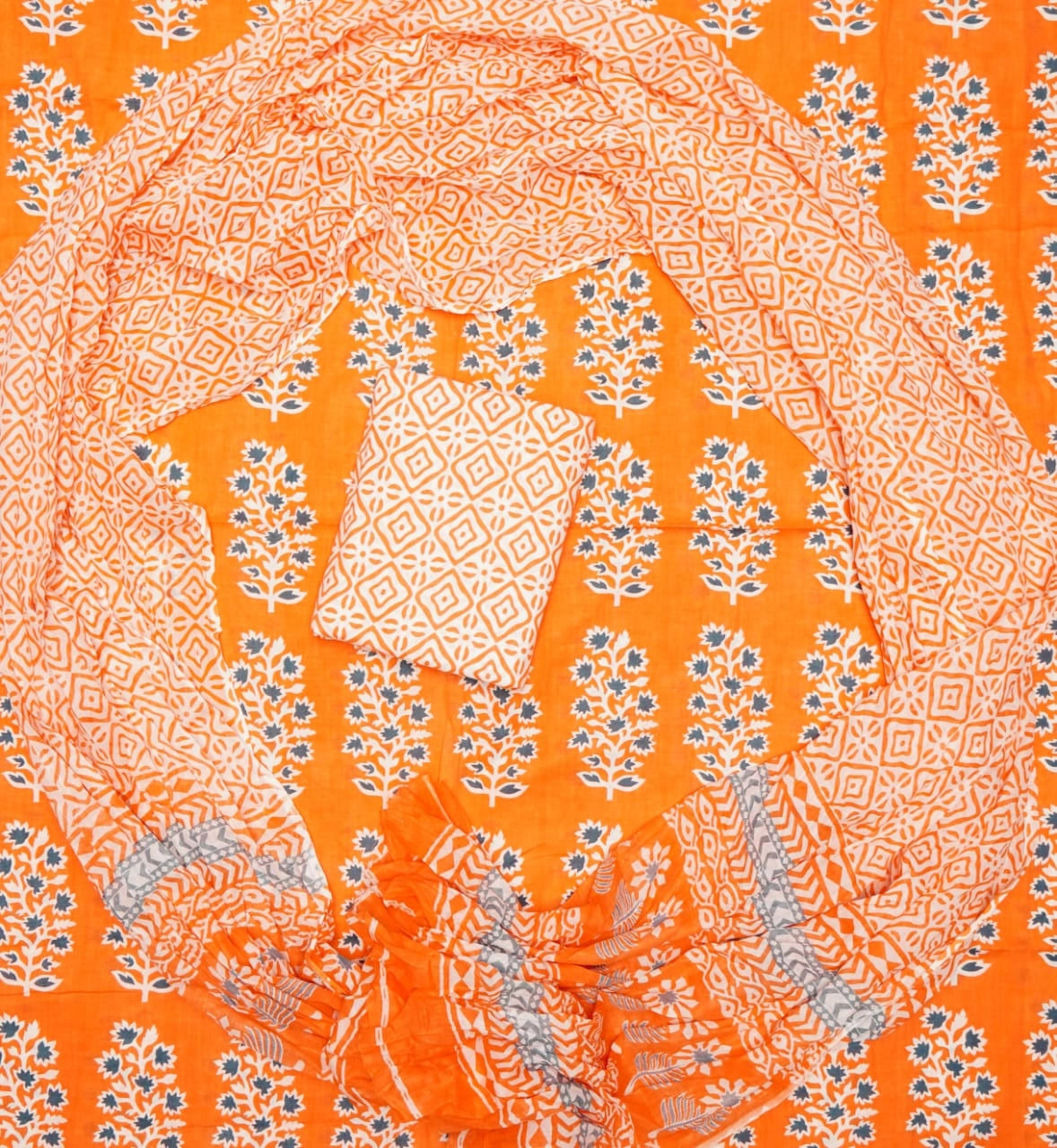 Pale Orange cotton dress material