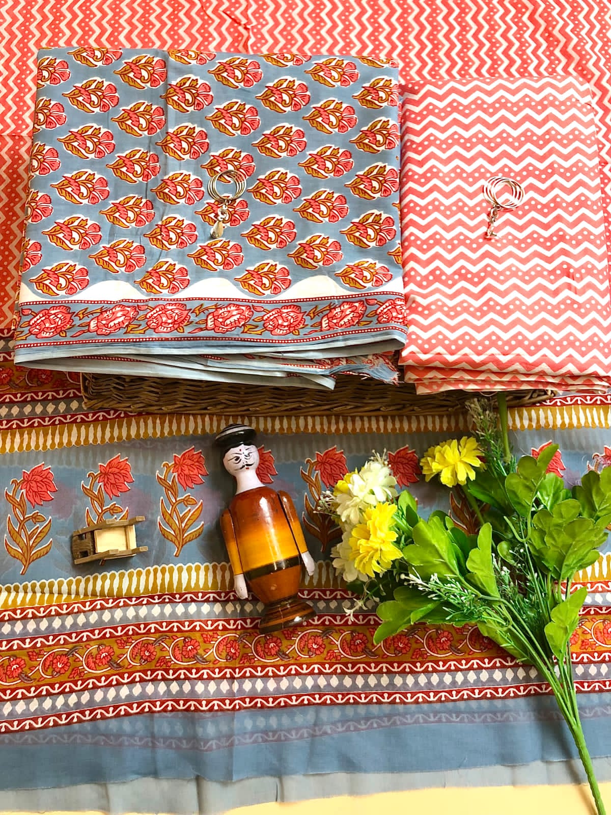 Dusty Purple with peach flower printed mulmul cotton printed top