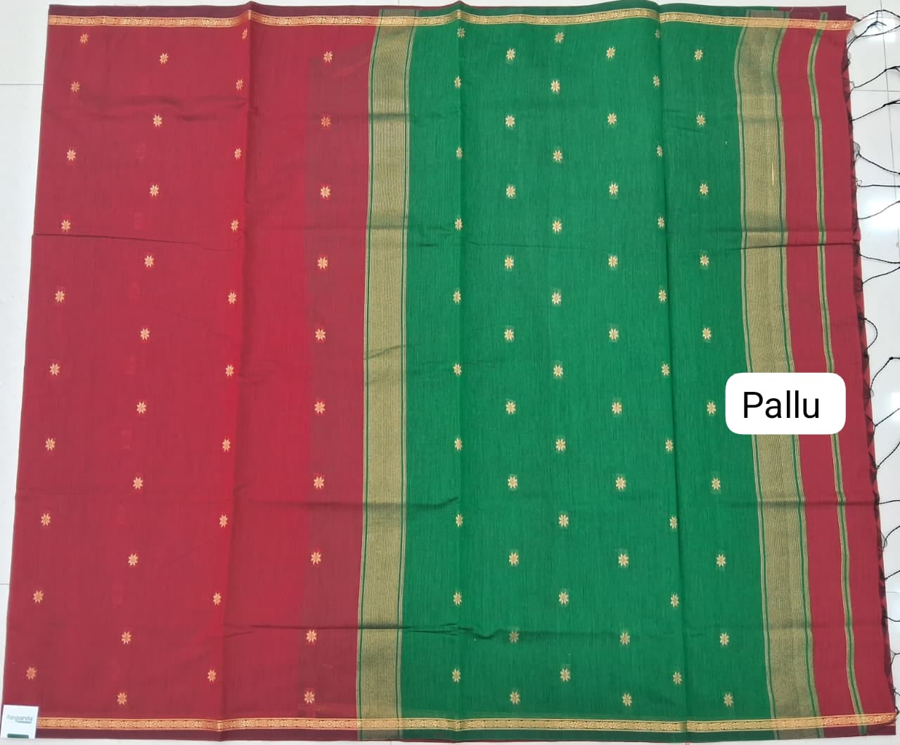 Tomato Red Semi Maheshwari Silk Saree Pallu