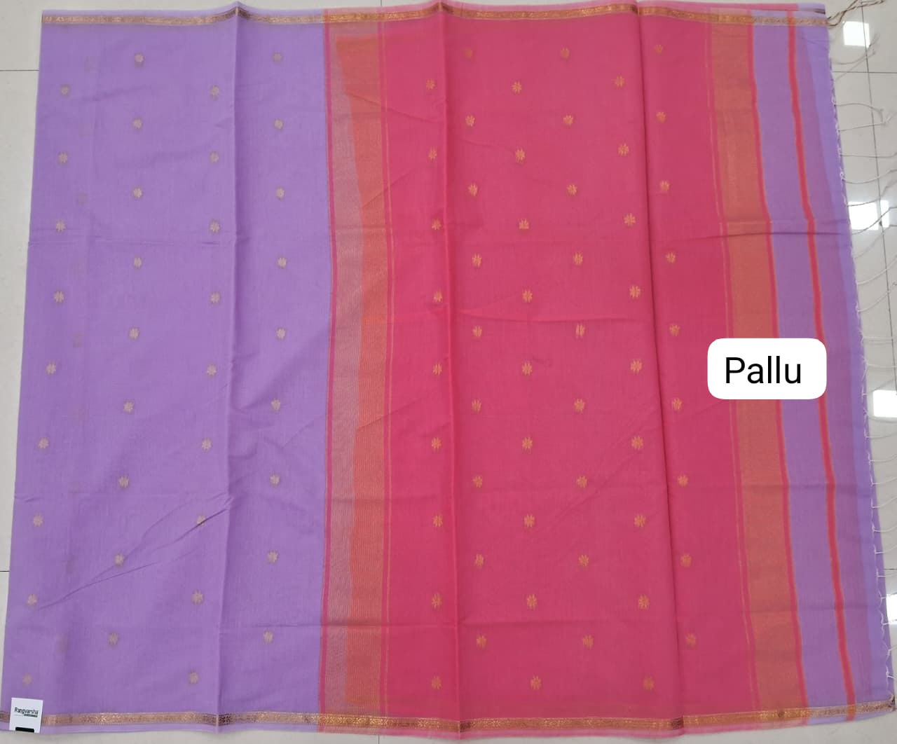 Lavender Semi Maheshwari Silk Saree Pallu