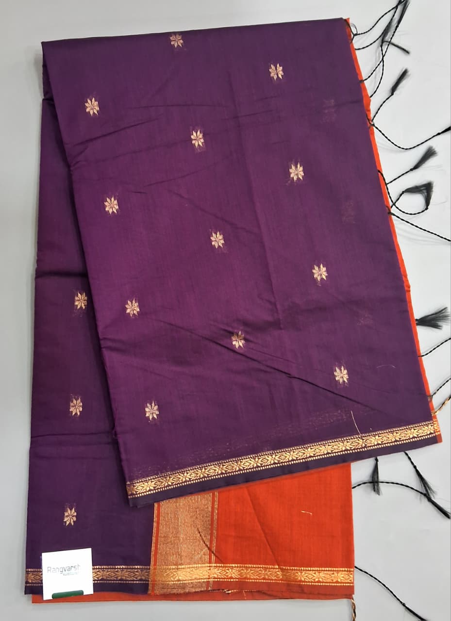 Purple Semi Maheshwari Silk Saree