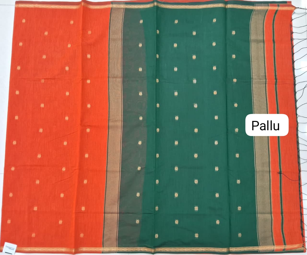 Orange Semi Maheshwari Silk Saree Pallu
