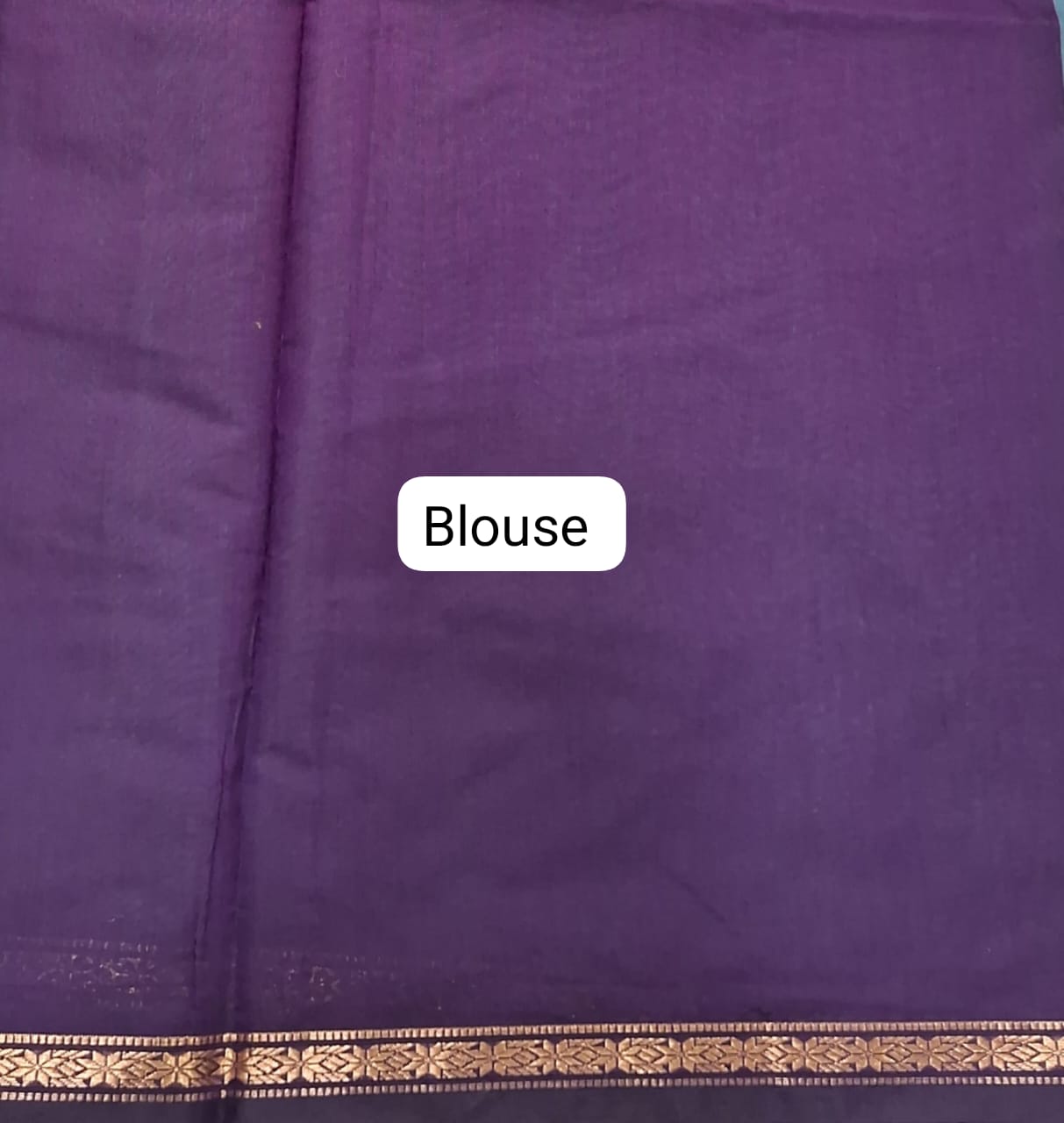 Metal Grey Semi Maheshwari Silk Saree Blouse