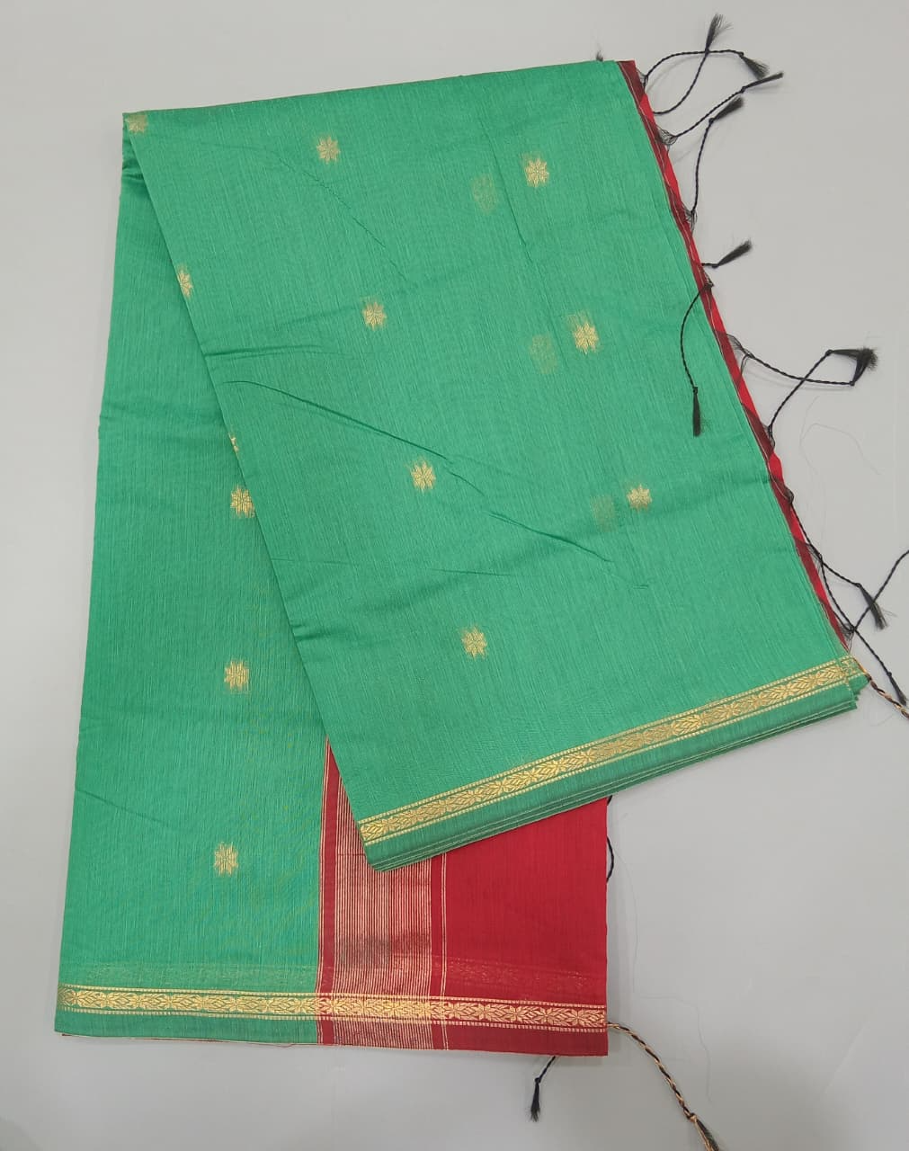 Sea Green Semi Maheshwari Silk Saree
