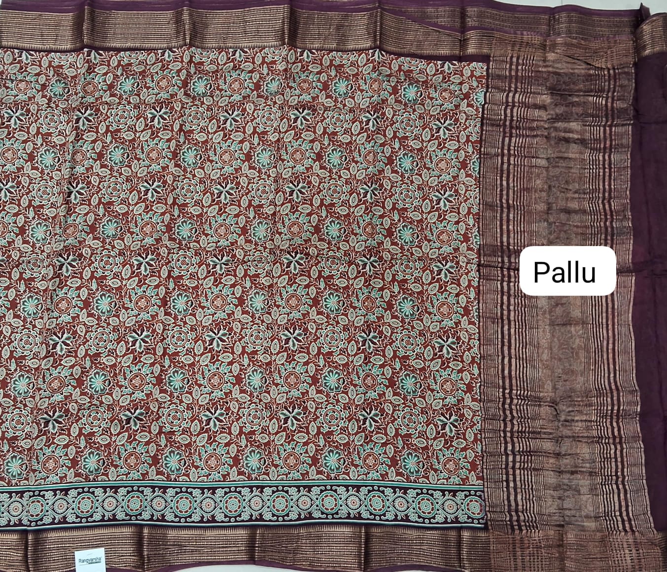 Brick Red Moonga SIilk Saree Pallu