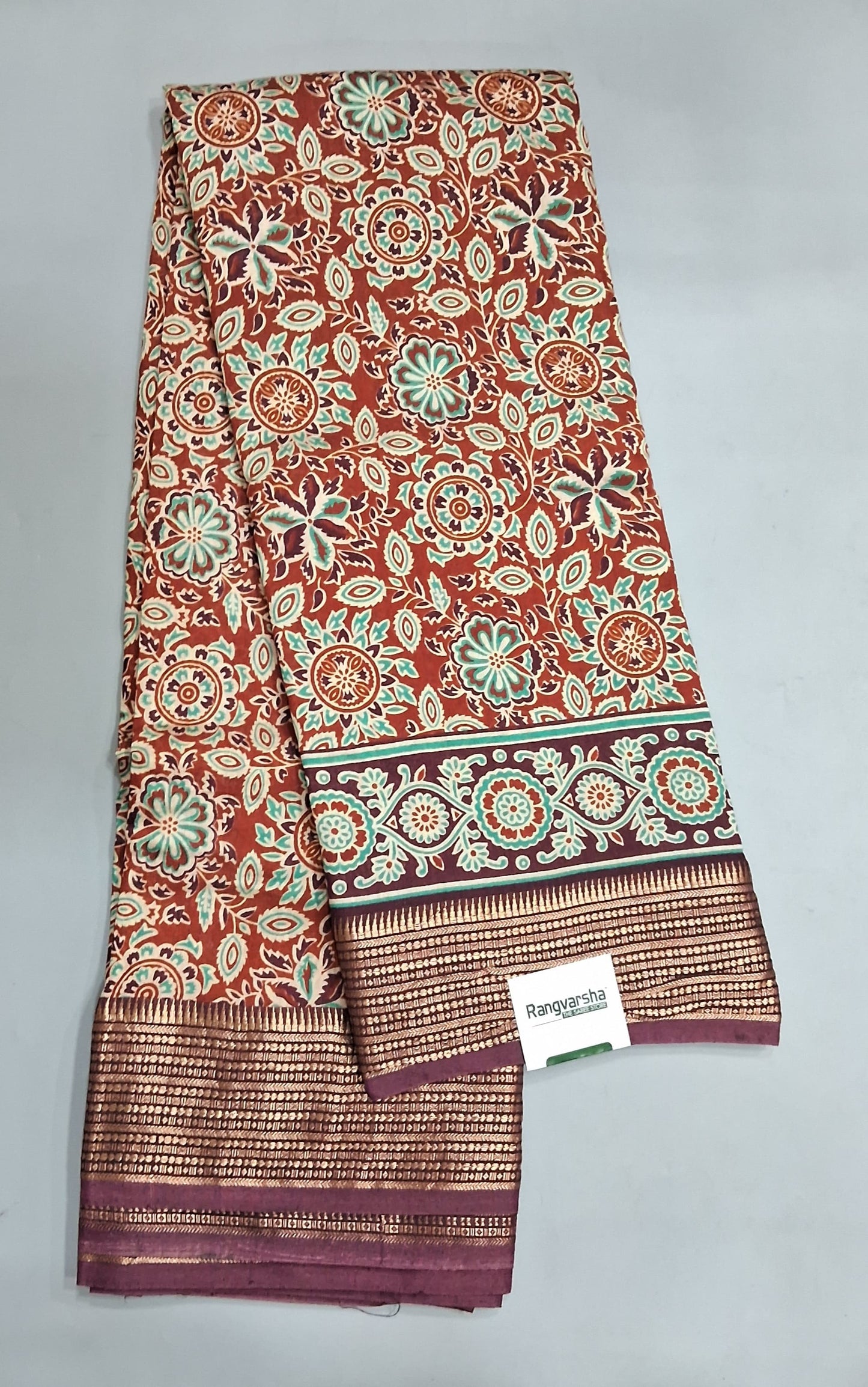 Brick Red Moonga SIilk Saree