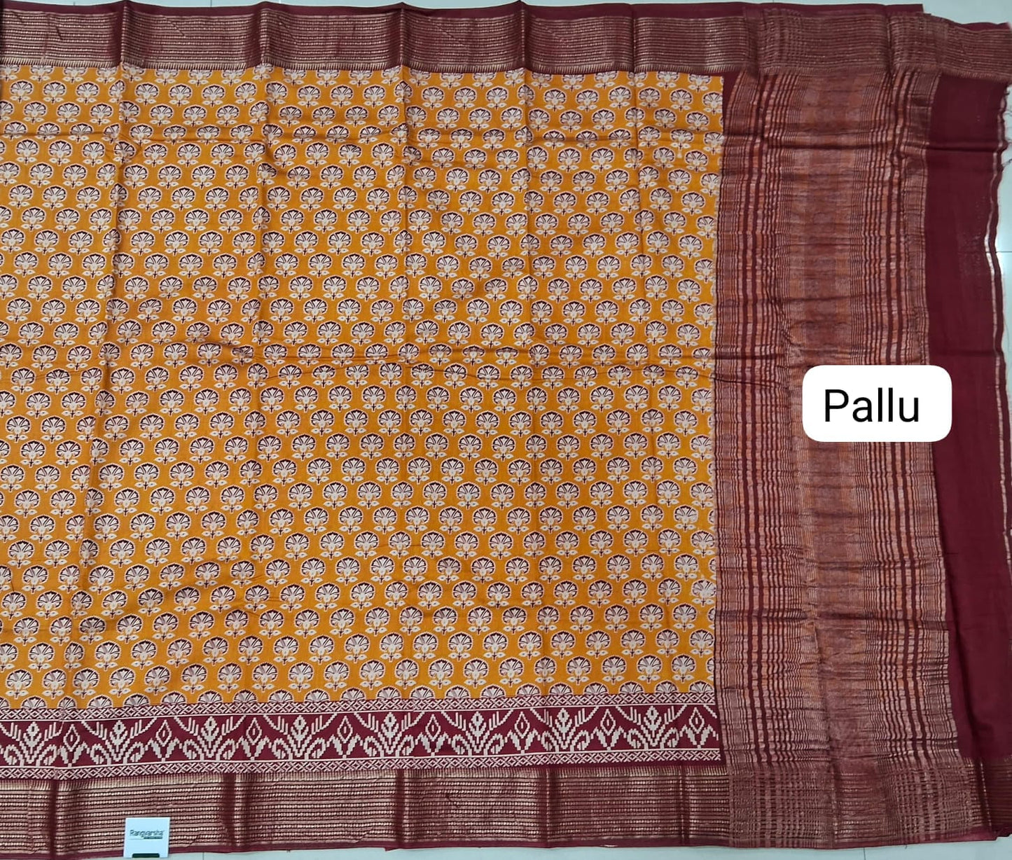 Mango Yellow Moonga Silk Saree Pallu