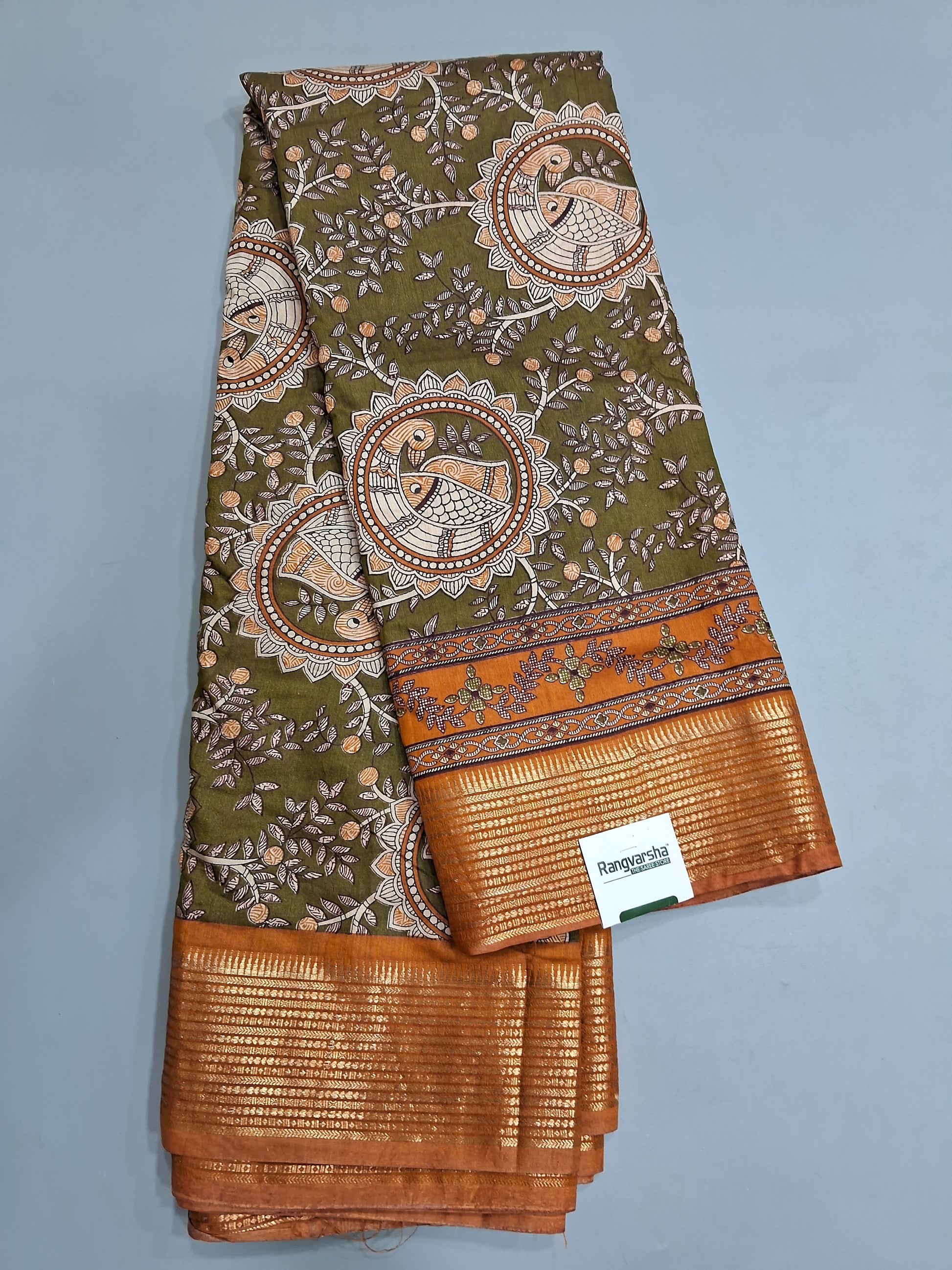 Leaf Green Moonga Silk Saree