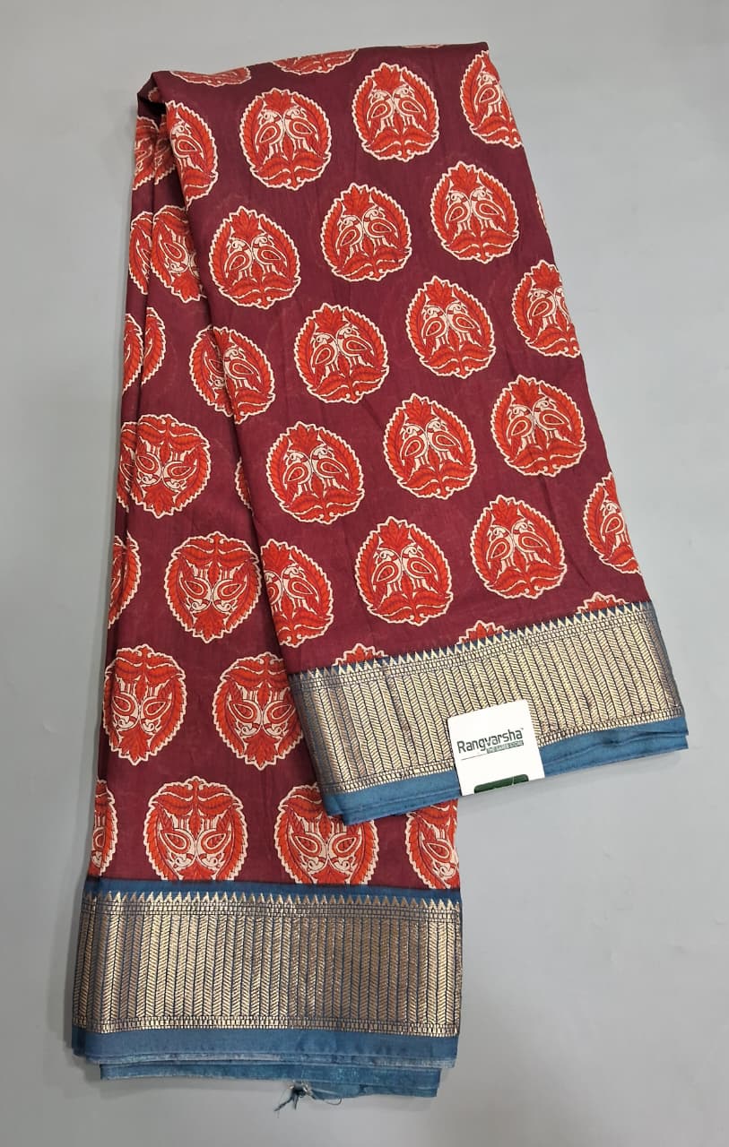Maroon Moonga Silk Saree